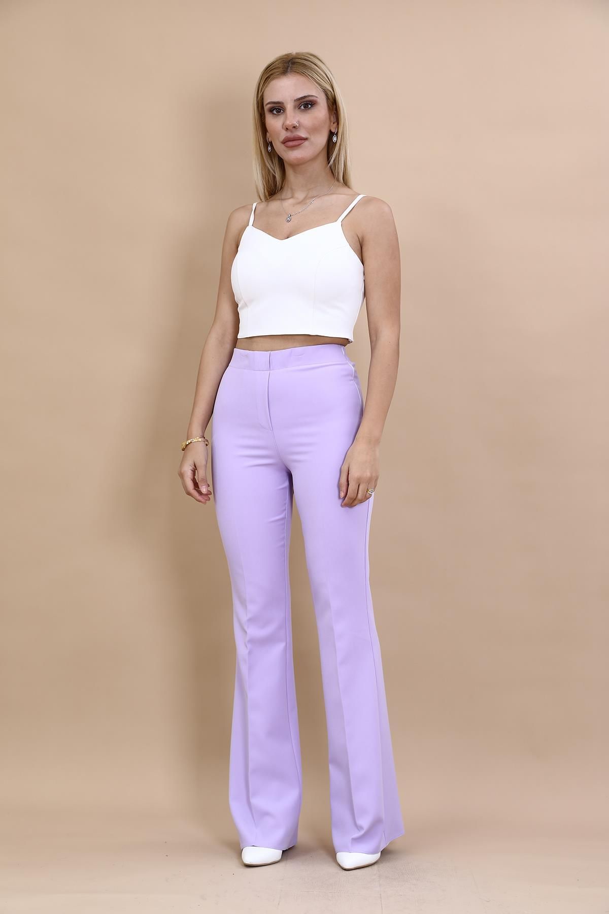 ÖNDER ÖZSOY-Violet Spanish Leg Trousers 5