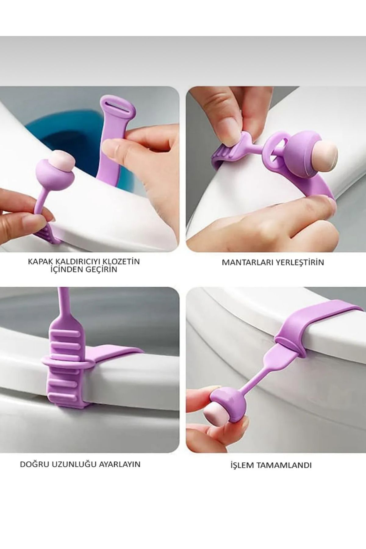 CNGZSHOP-Practical Silicone Hygienic Toilet Seat Lifting Apparatus - 3 Pieces of Mushroom Designed Toilet Seat Holder 1