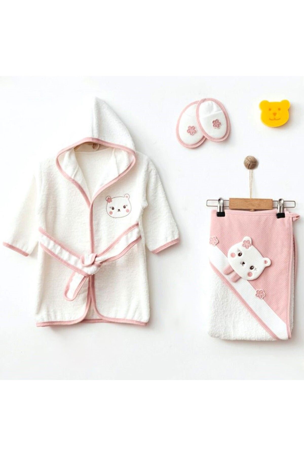 Eke-Lux Gri̇l Bear Baby Bathrobe Set 1
