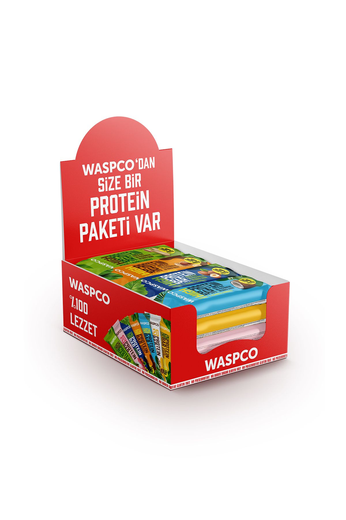 Waspco Yüksek Protein Bar 50g Karma Kutu 10 Adet (5 ÇEŞİT)-2