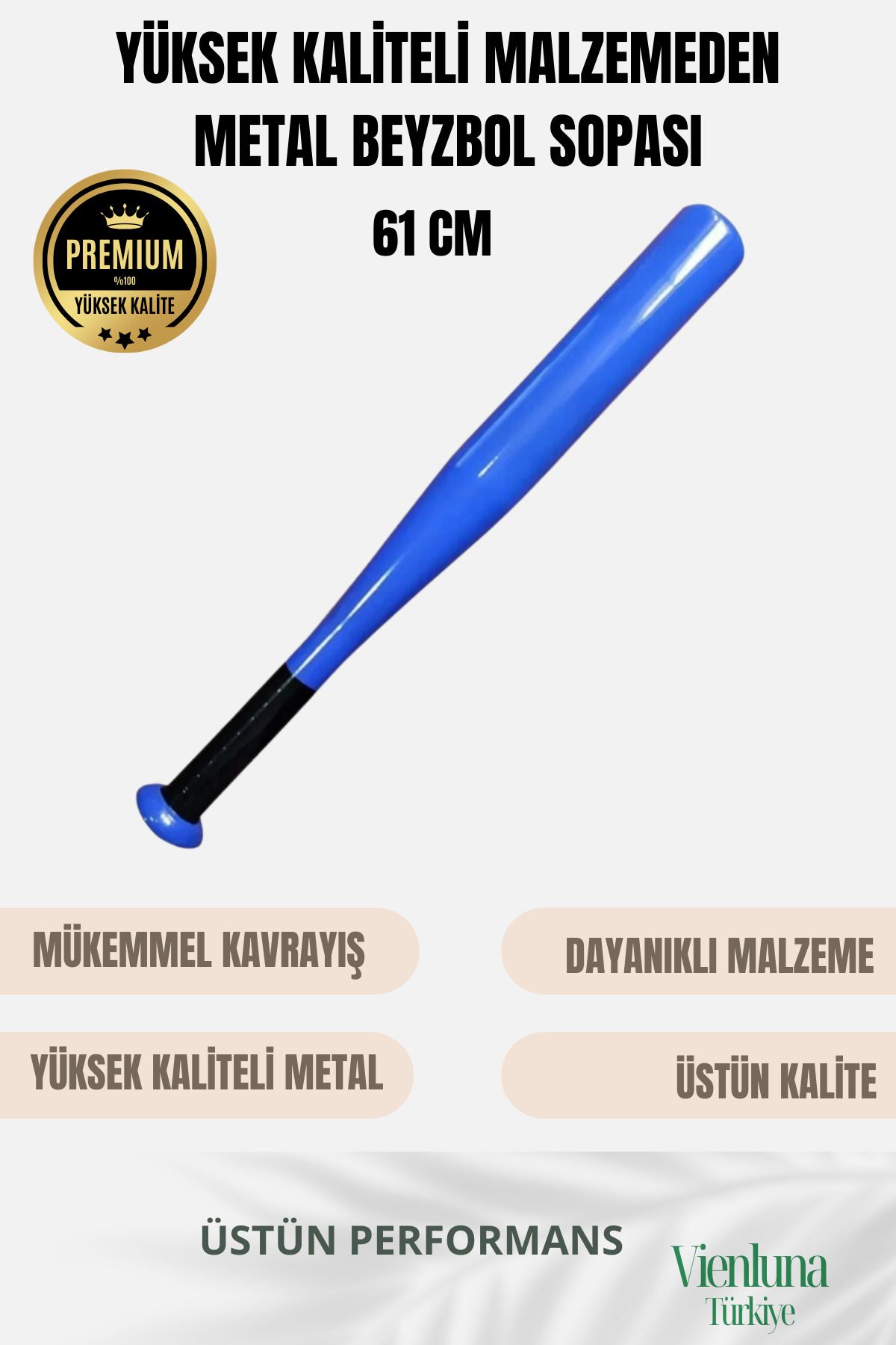 vienluna Özel Üretim Üstün Tutuş Sağlayan Kırılmaz Ultra Dayanıklı Metal Süper Baseball Beyzbol Sopası 61 Cm