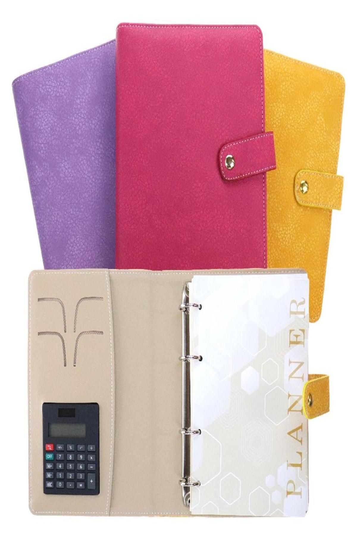 MMB Boutique Soft Suni Deri Hesap Makineli Tarihsiz Planner Çıtçıtlı Defter 4002