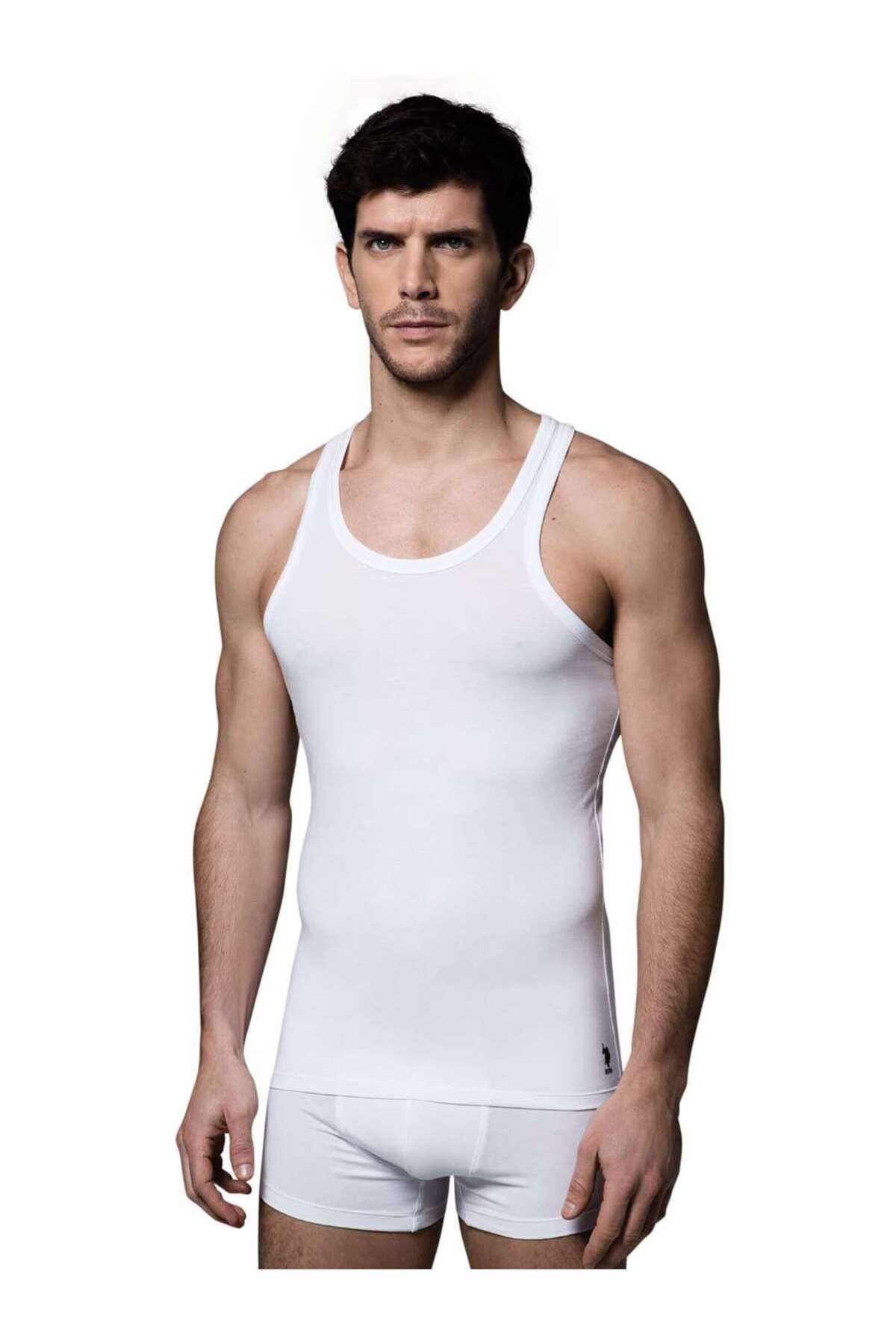 U.S. Polo Assn.-Us Polo Assn. Men's White Tank Top/Shorts Set - Sb17.Dş8Lr0Ş0T8S8U.24Kbk 2