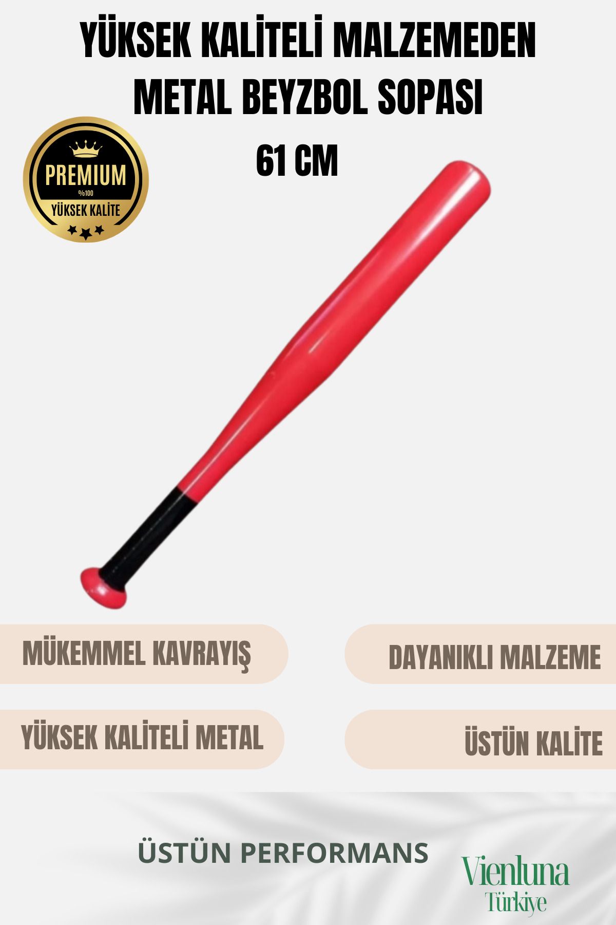 vienluna Özel Üretim Üstün Tutuş Sağlayan Kırılmaz Ultra Dayanıklı Metal Süper Baseball Beyzbol Sopası 61 Cm