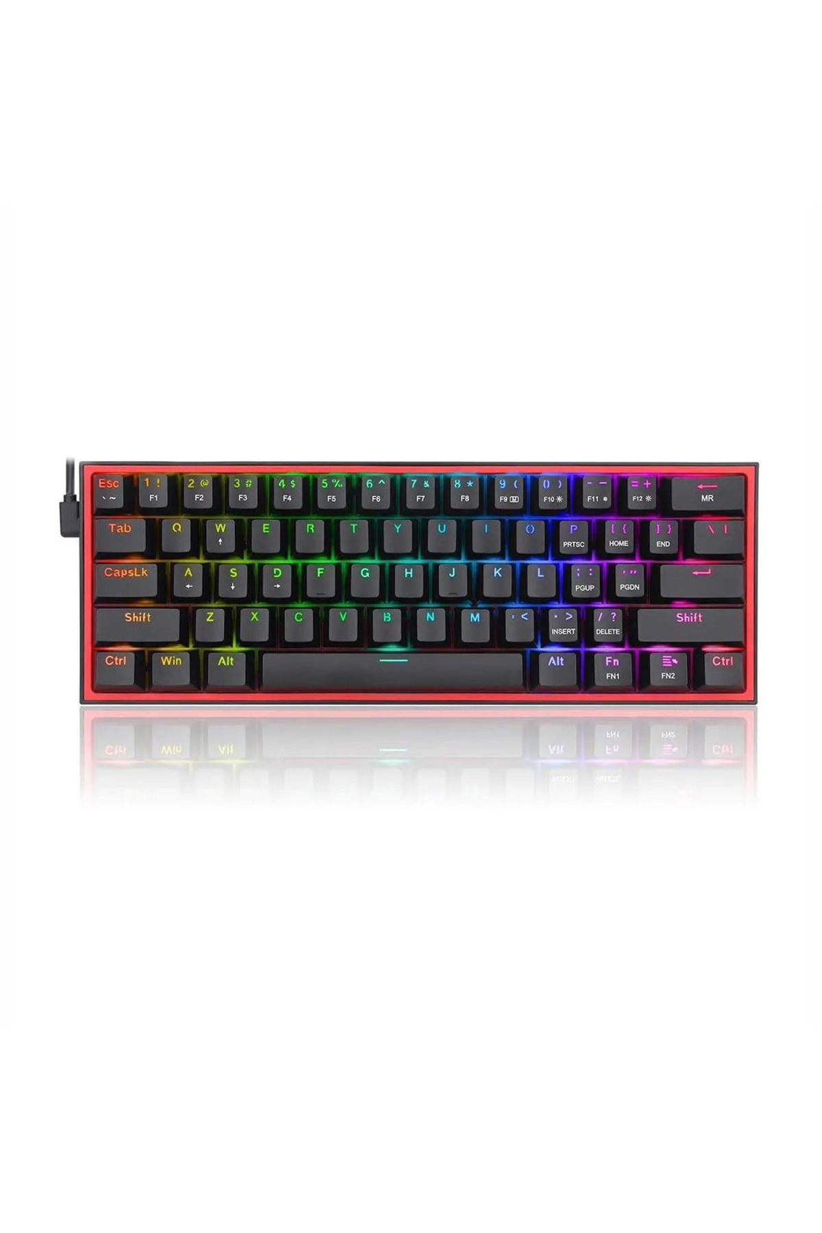 REDRAGON K617-rgb Fizz Türkçe Q %60 Kablolu Mekanik Oyuncu Klavyesi, Red Switch, Siyah