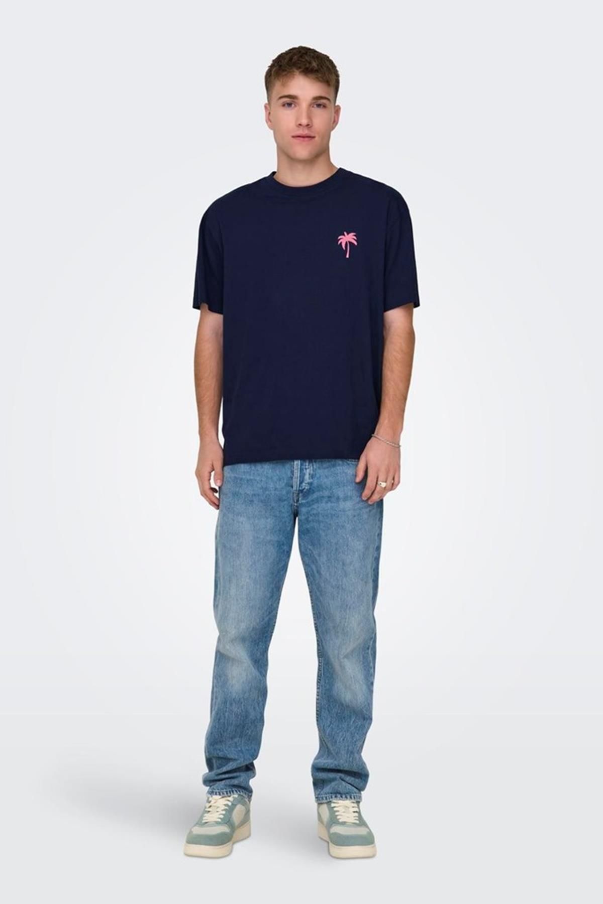 Only & Sons-Onsmervyn Life Rlx Summer Ss Tee 22029519   Navy Blue 1