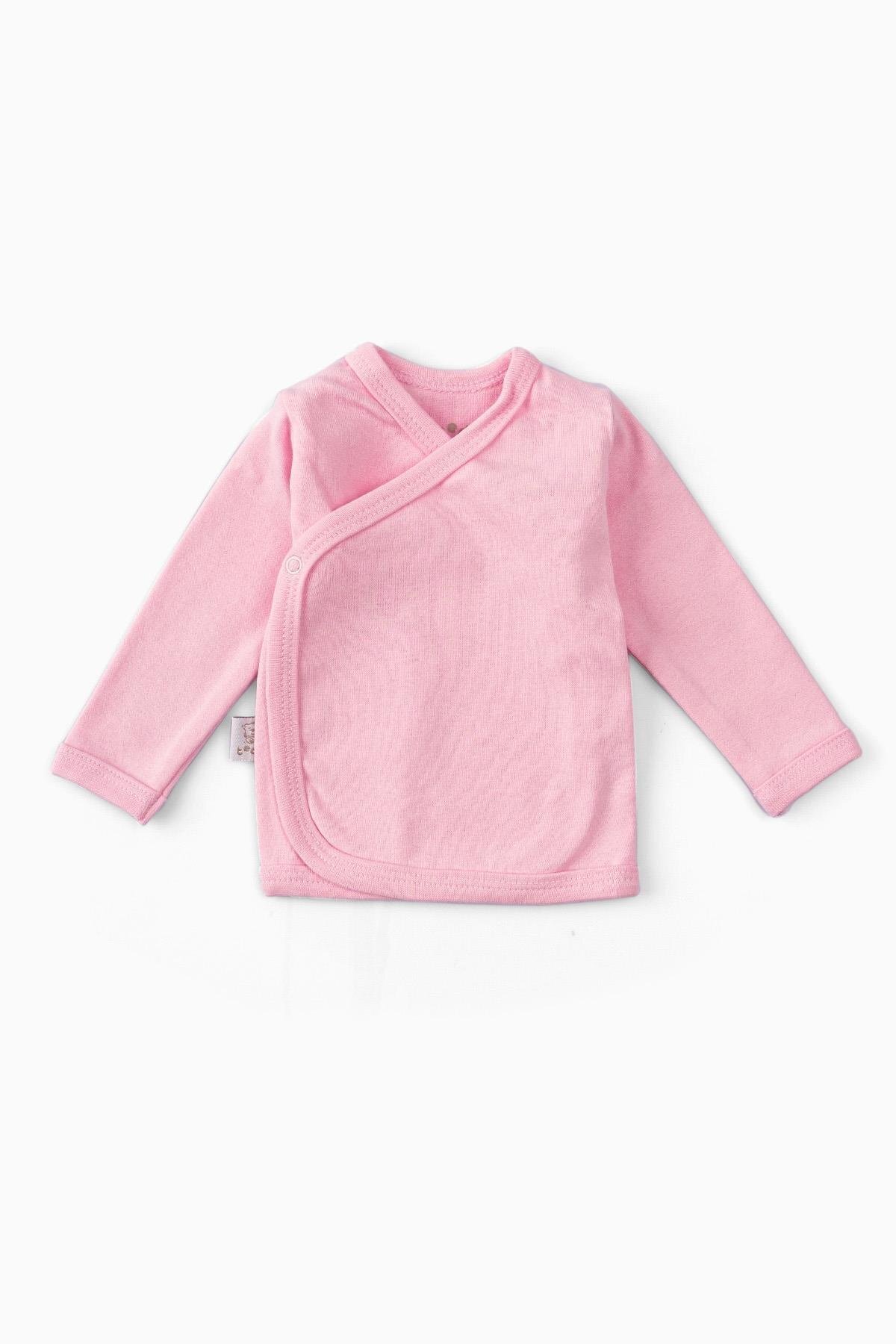 Uygun Bebe 2'li %100 Pamuk Uzun Kollu Kruvaze Bebek Çıtçıtlı Body Zıbın Pembe fotoğrafı 3 (önizleme)