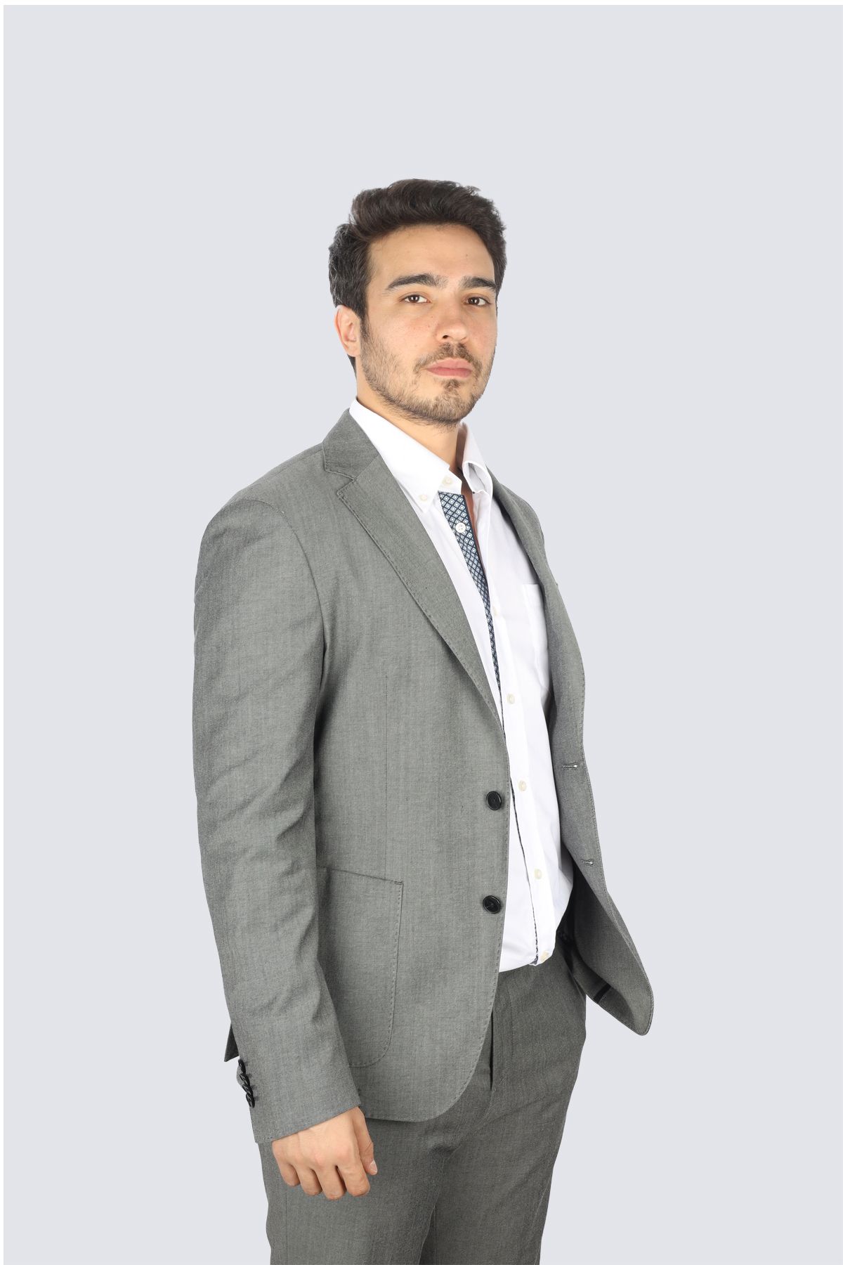 کت مردانه بسته شدن دکمه یقه با الگوی راه 001 ژاکت 50521654 BOSS