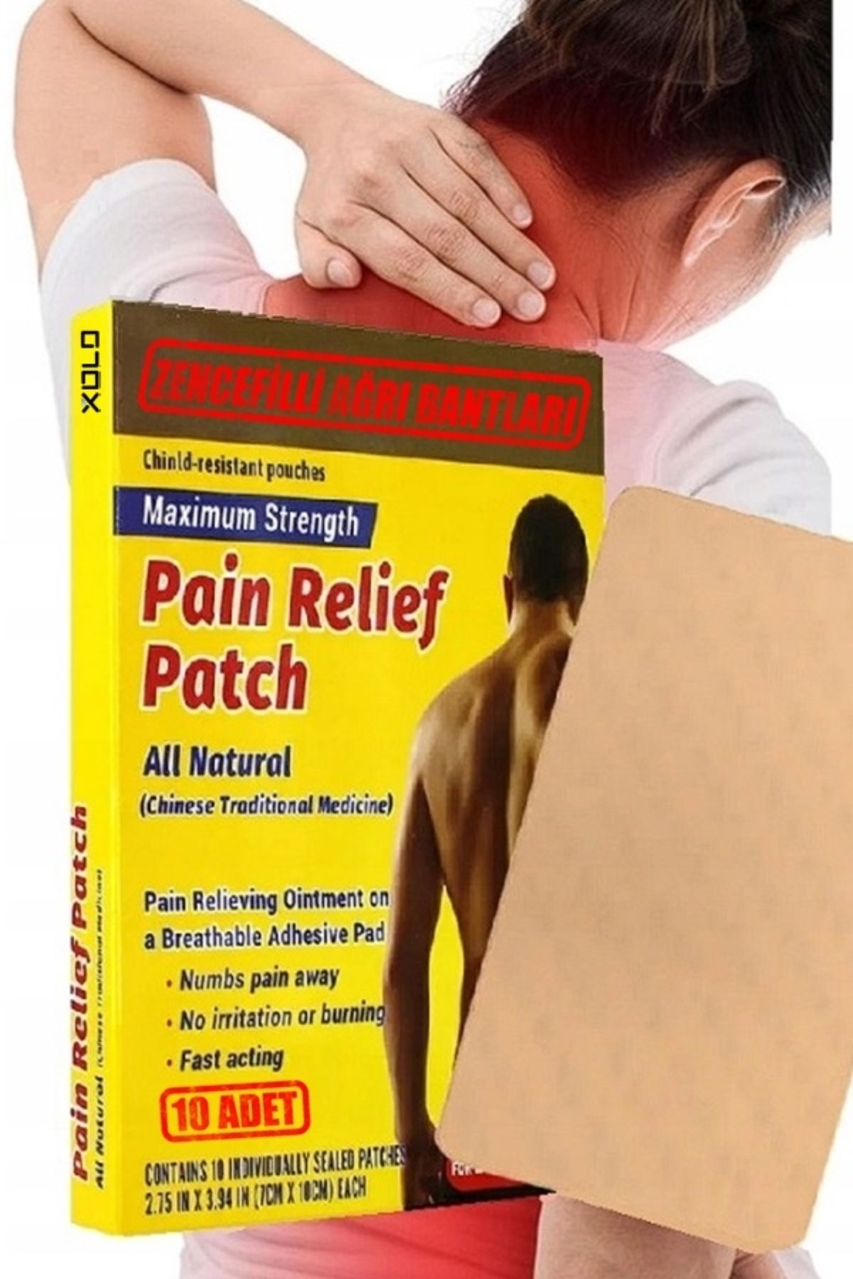 xolo Zencefilli Ağrı Sızı Bantları Büyük Boy 10 Adet Pain Relief Patch Herbal