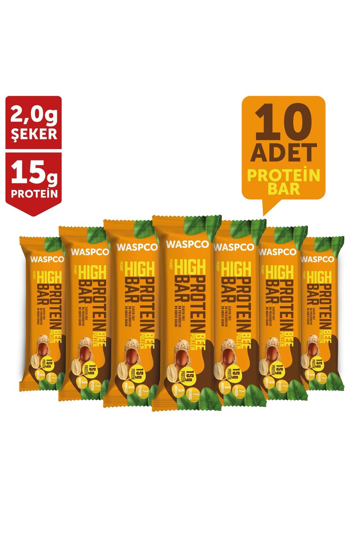 Waspco Yüksek Protein Bar Yer Fıstık x 10 Adet