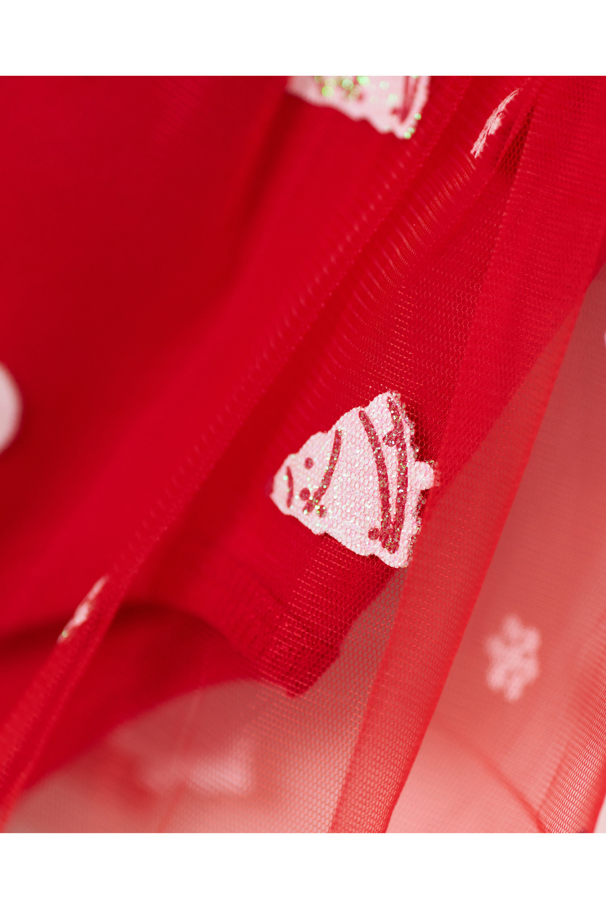 Minipodyum Çam Ağacı Baskılı Bandanalı Tüllü Alttan Çıtçıtlı Bebek Yılbaşı Kıyafeti Kız Body fotoğrafı 4 (önizleme)