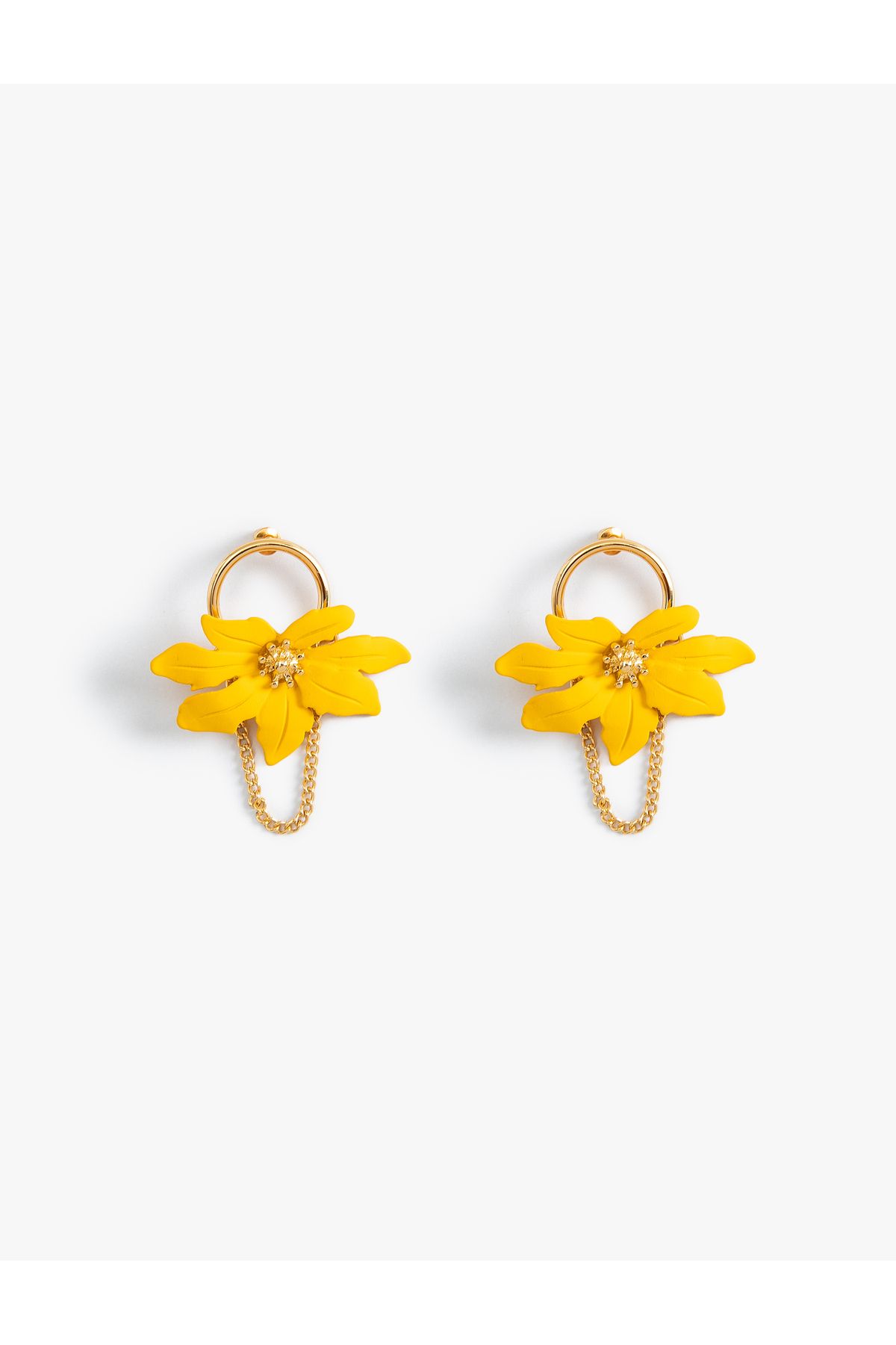 Koton-Medium Size Steel Flower Earrings 2