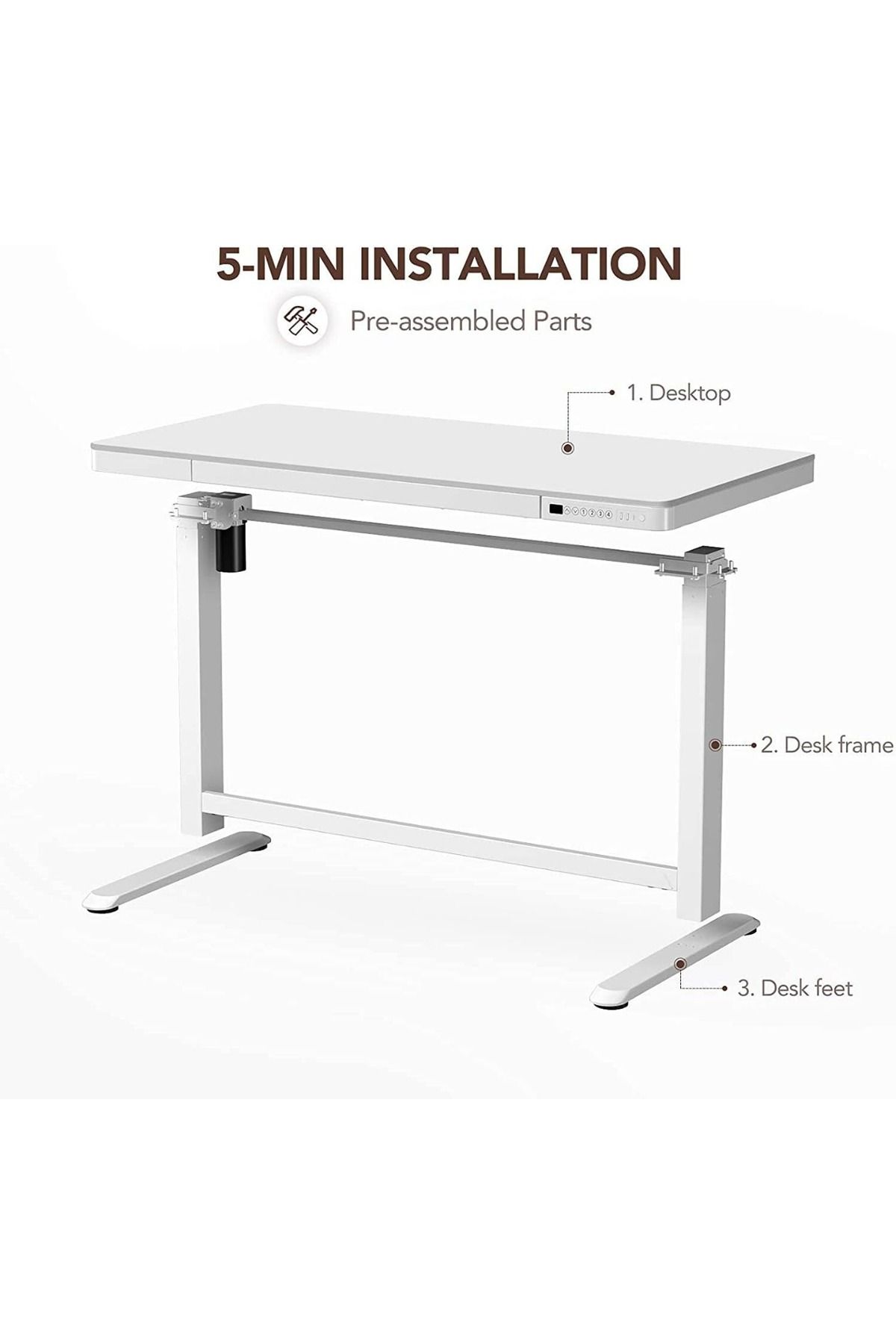 Mahmayi-Flexispot ET-118W All In One Height Adjustable Standing Desk With USB Charging - White 2