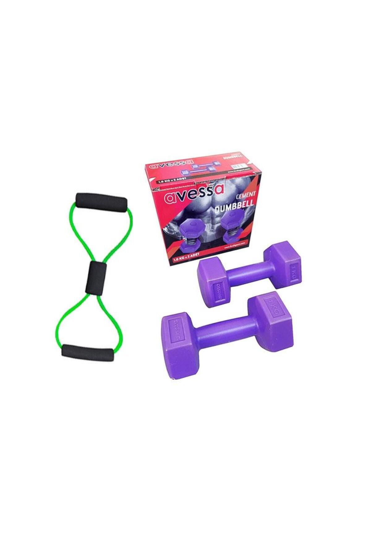 AVESSA 1 Kg Dambıl Set & Ayak-göğüs Egzersiz Aleti Mb-46029