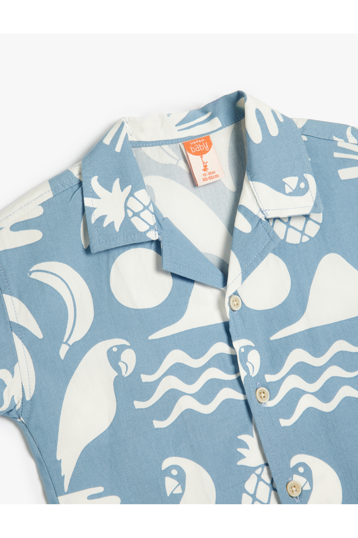 Koton Gömlek Yaz Baskılı Kısa Kollu Pamuklu fotoğrafı 3 (önizleme)