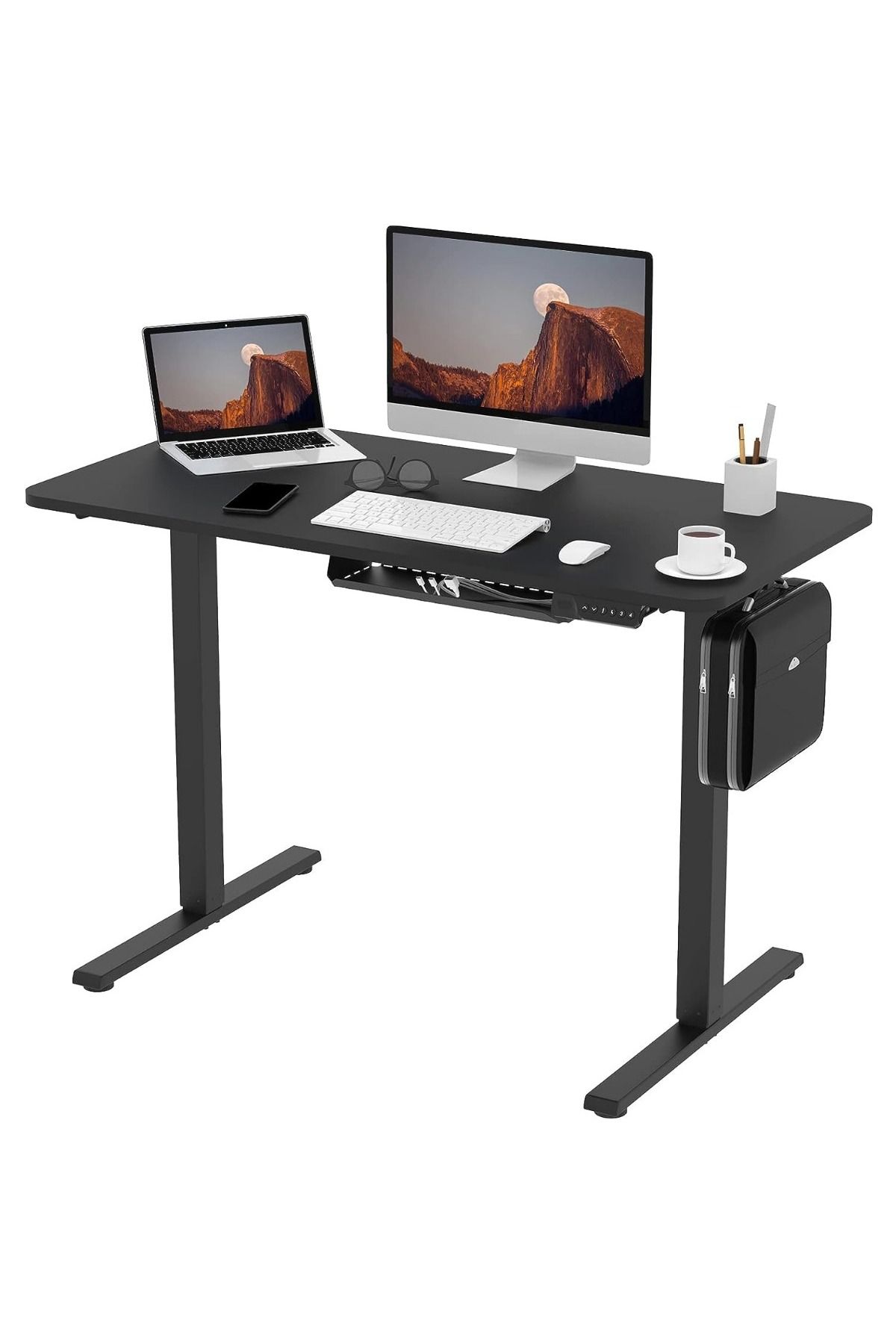 Mahmayi-Flexispot E1 Height Adjustable Electric Standing Desk with Desktop  - Black 1