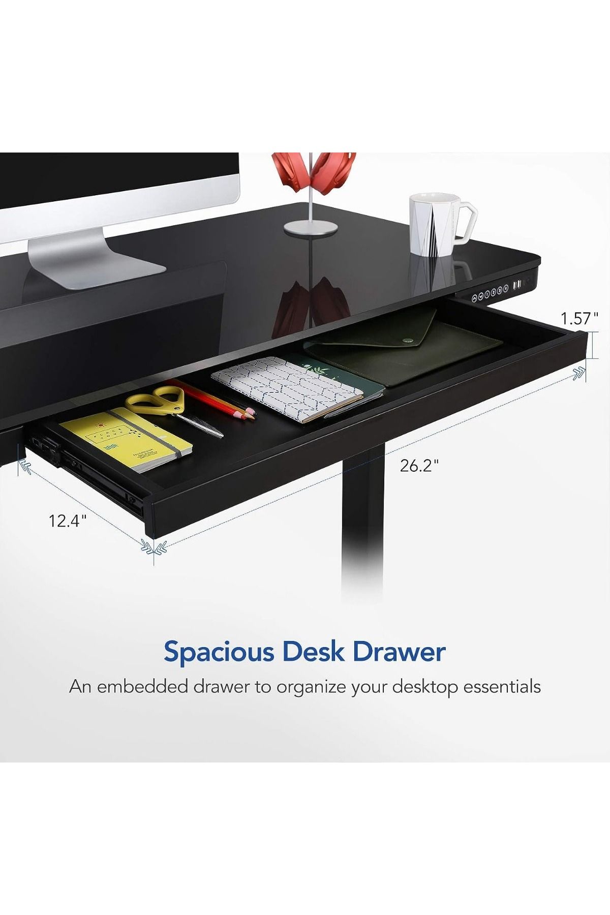Mahmayi-Flexispot Electric Height Adjustable Standing Desk With Drawer 48 X 24'' - Black 4