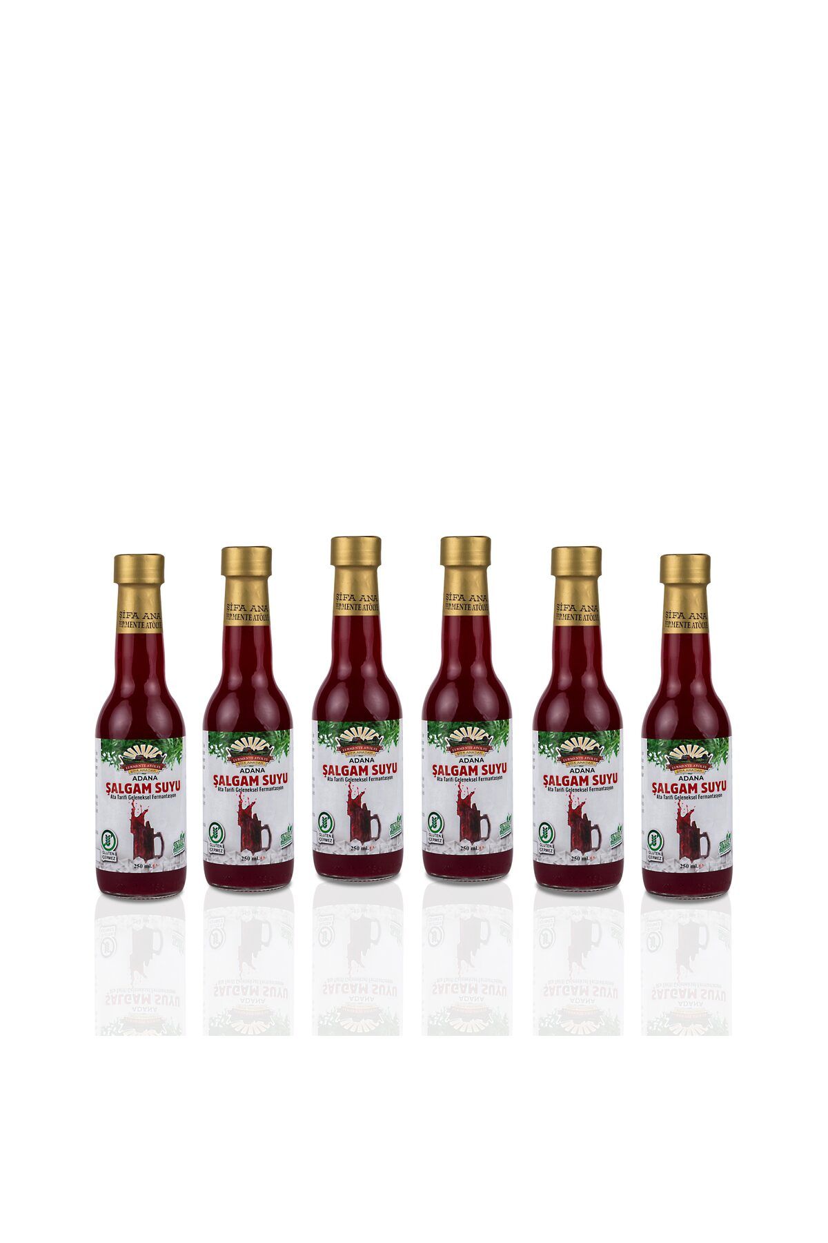 ŞİFA ANA 6 Adet Adana Şalgamı (250ml.) Cam Şişede (acısız)