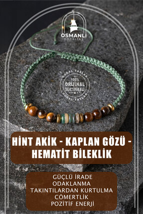 OSMANLI DOĞAL TAŞ SERTİFİKALI HİNT AKİK KAPLAN GÖZÜ HEMATİT DOĞAL TAŞLI ÖRGÜ ...