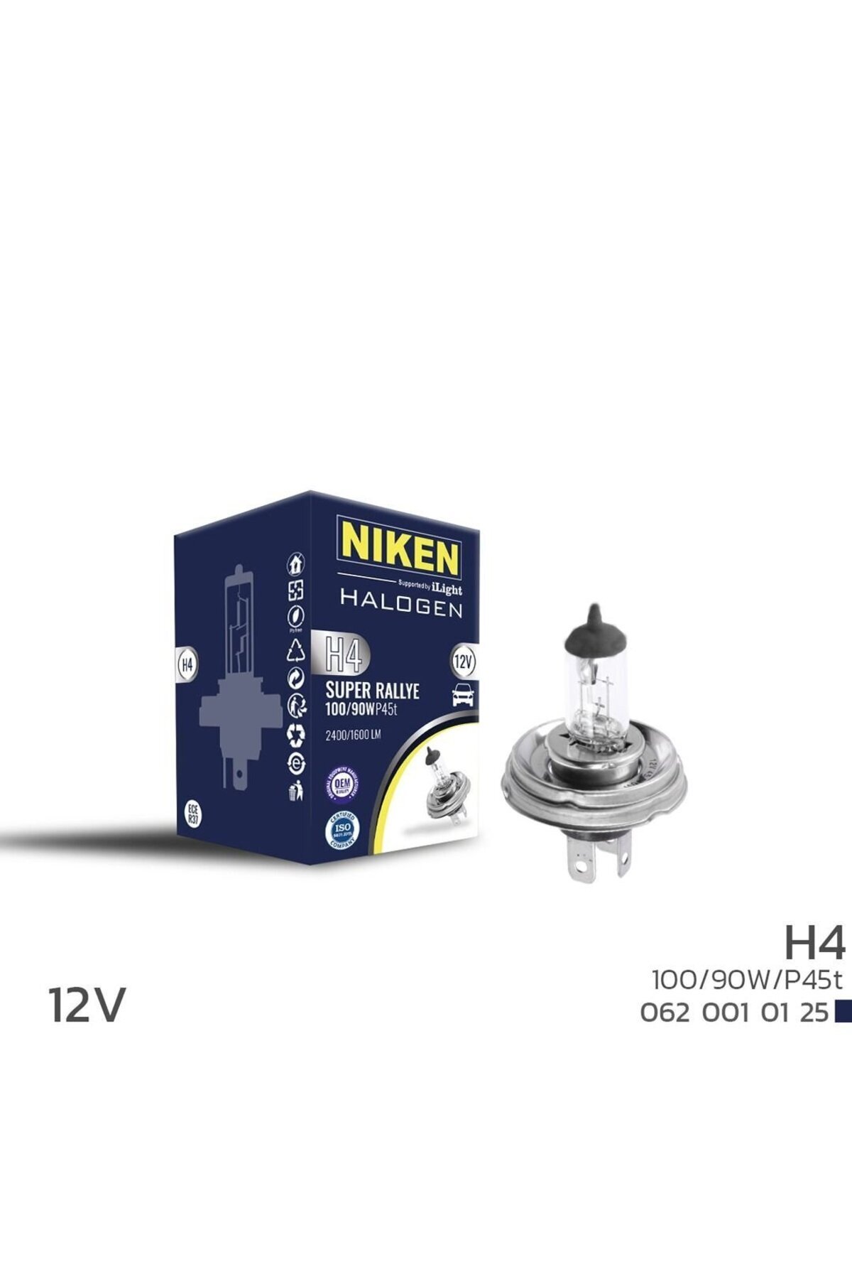 Universal Niken 12V H4 100W/90W Halojen Ampul P45T (Tablalı)