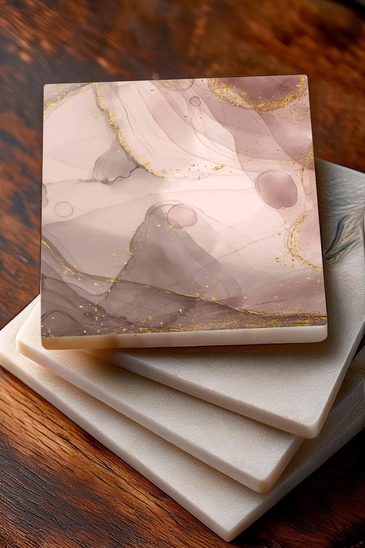 Pinecone-Minimalist, Abstract Art Stone Coasters Desktop Protective Coasters Set of 4 10x10cm Sc449 3