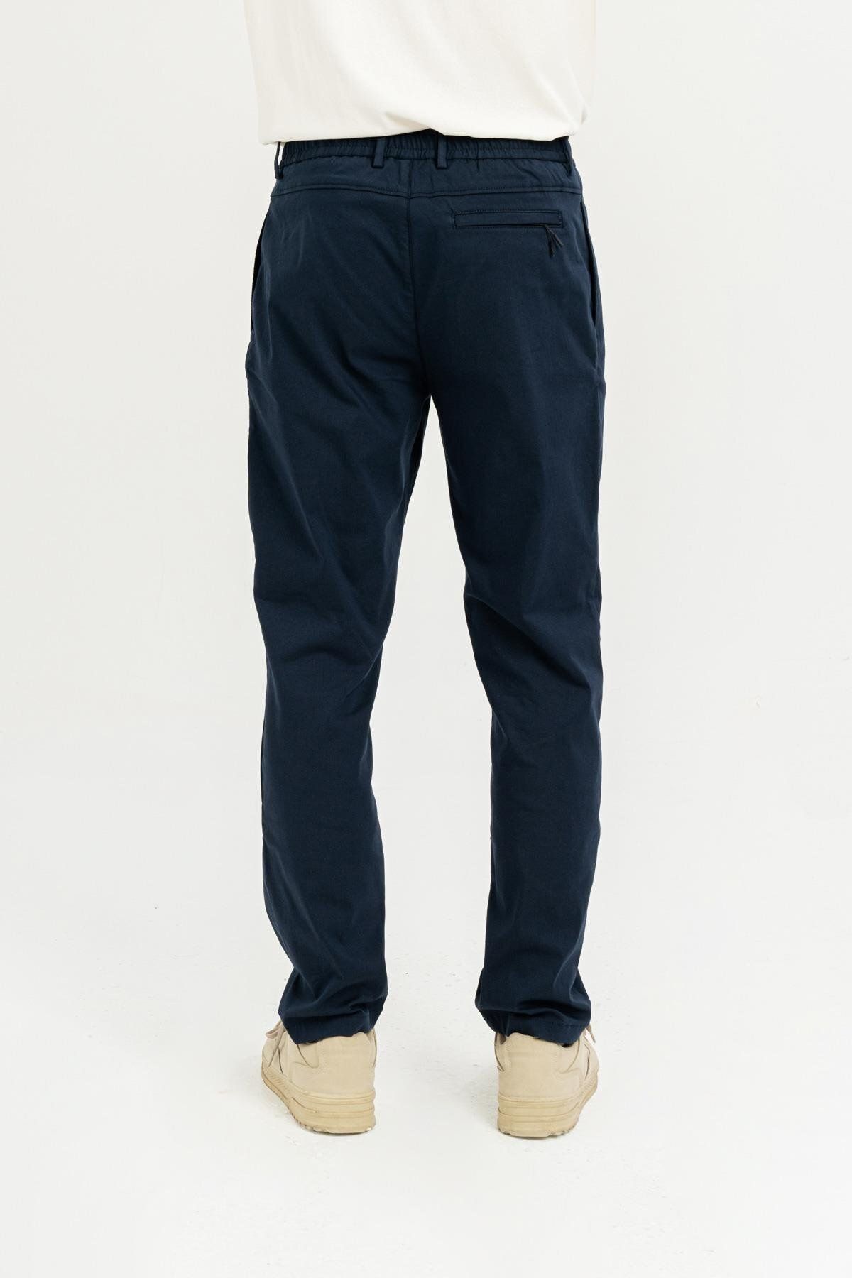 GMG FIRENZE-Navy Blue Gmg Men's Brushed Trousers - Standard Waist, Regular Fit GU24MSS01020 5