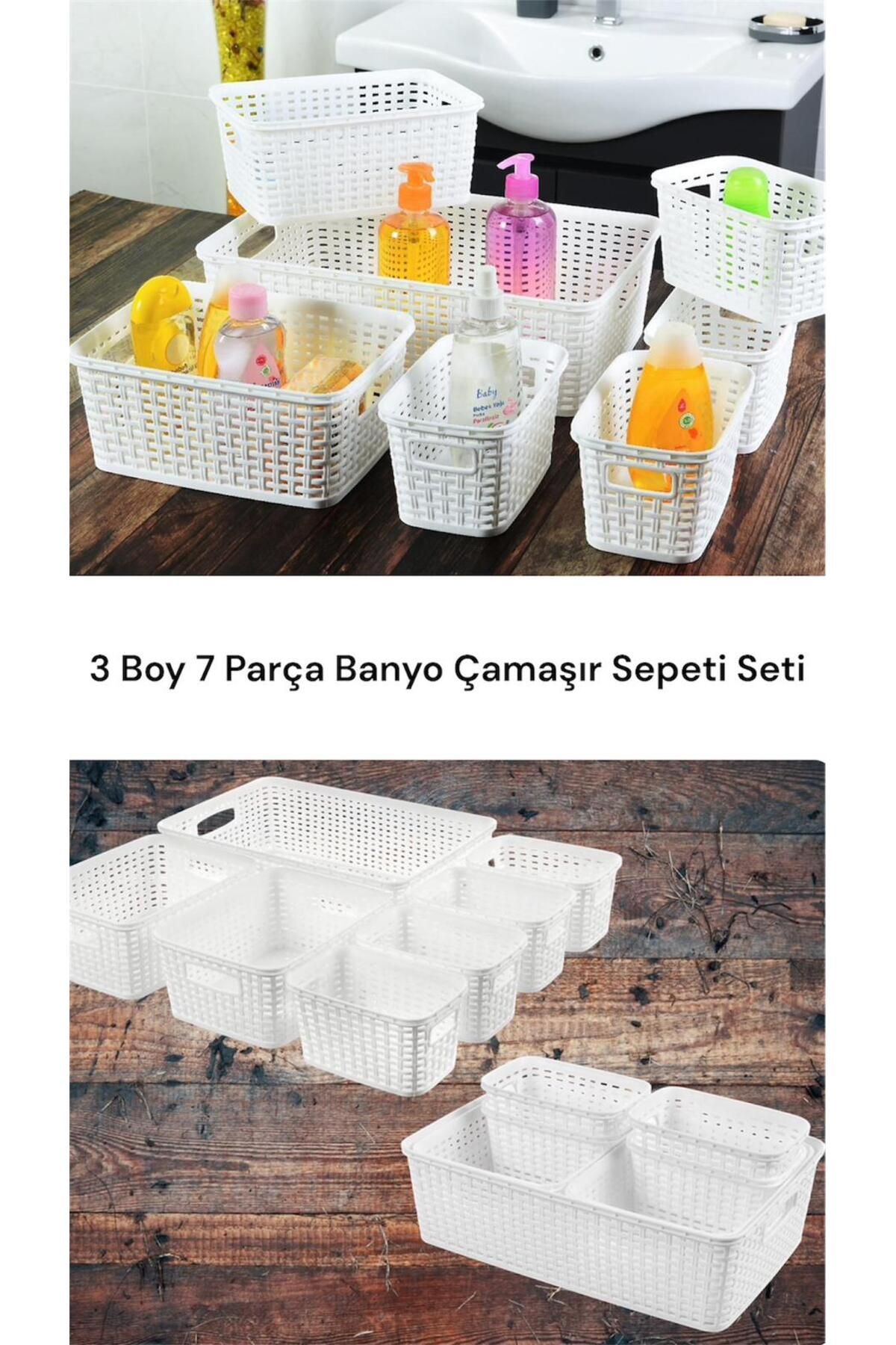 teknotrust Yedi Parça Banyo Temizlik ve Düzen Seti, Beyaz