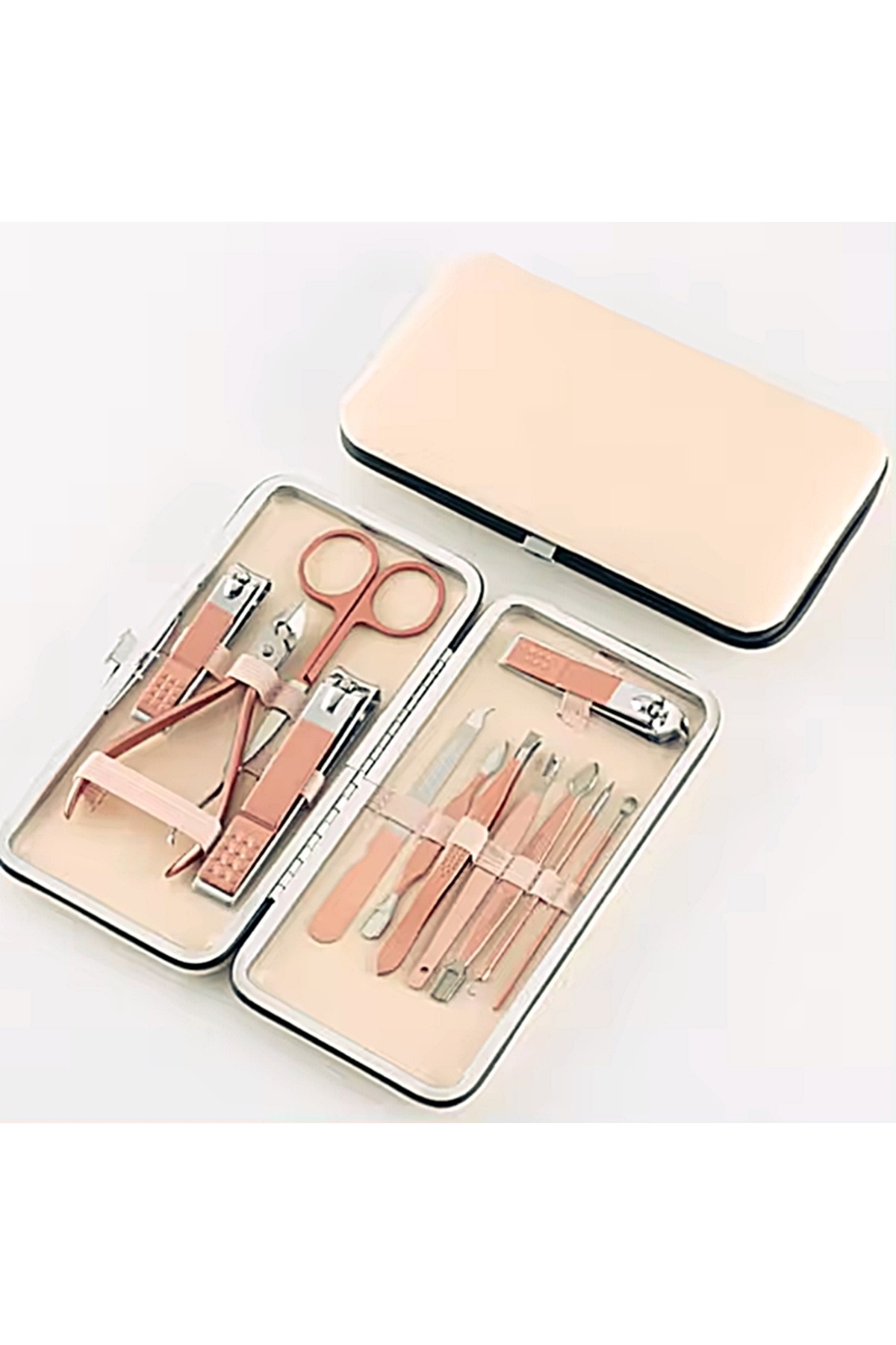 12'li Rose Gold Çantalı Taşınabilir Kişisel Bakım Seti Paslanmaz Çelik Cımbız - Manikür&pedikür Seti — no:1 bakım seti_EY_Try — تصویر 3 از 6