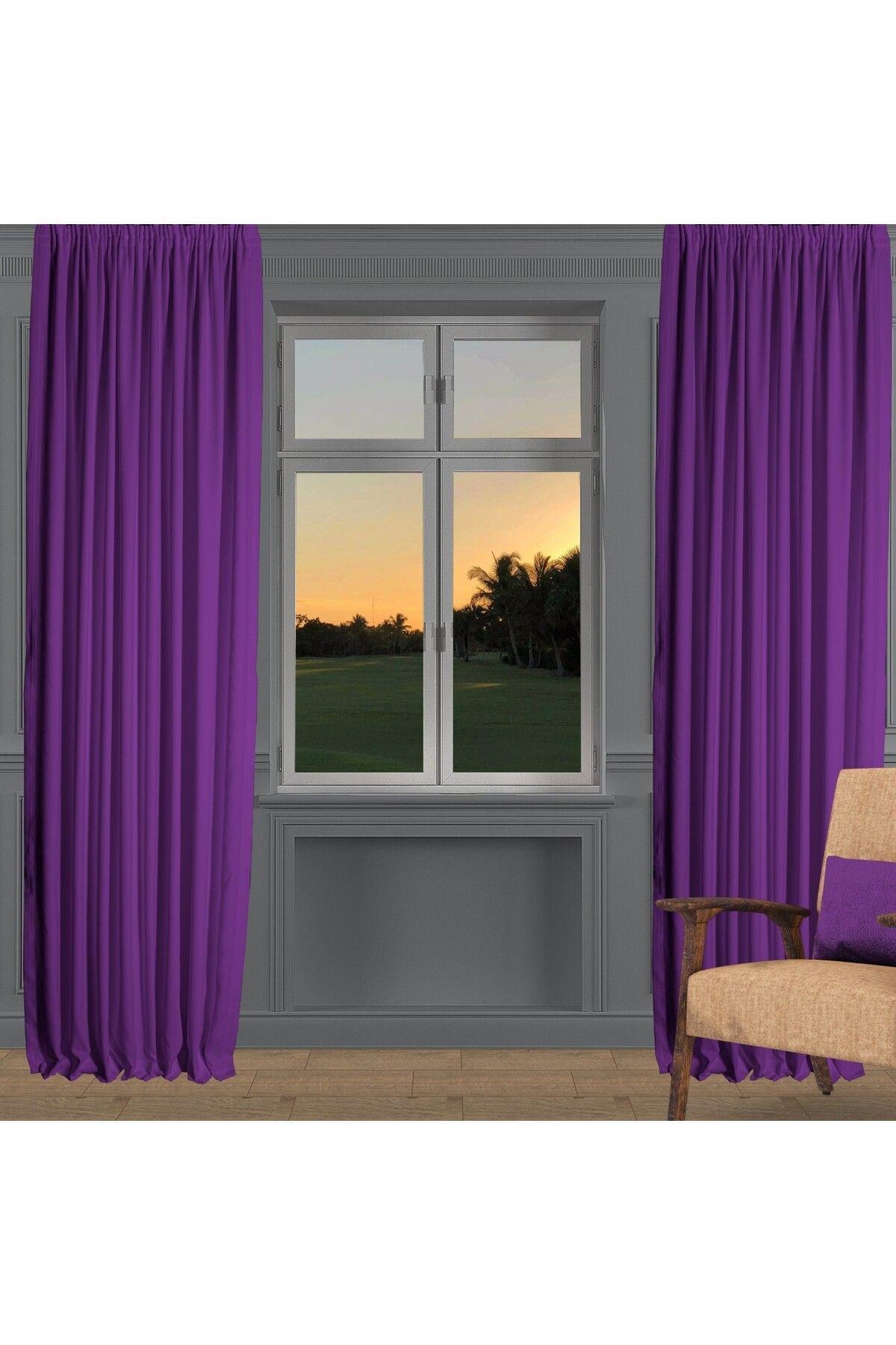 DHM-Purple Island Background Curtain Pleatless Extra-forced Flat Planting Drawstring Pleat 2