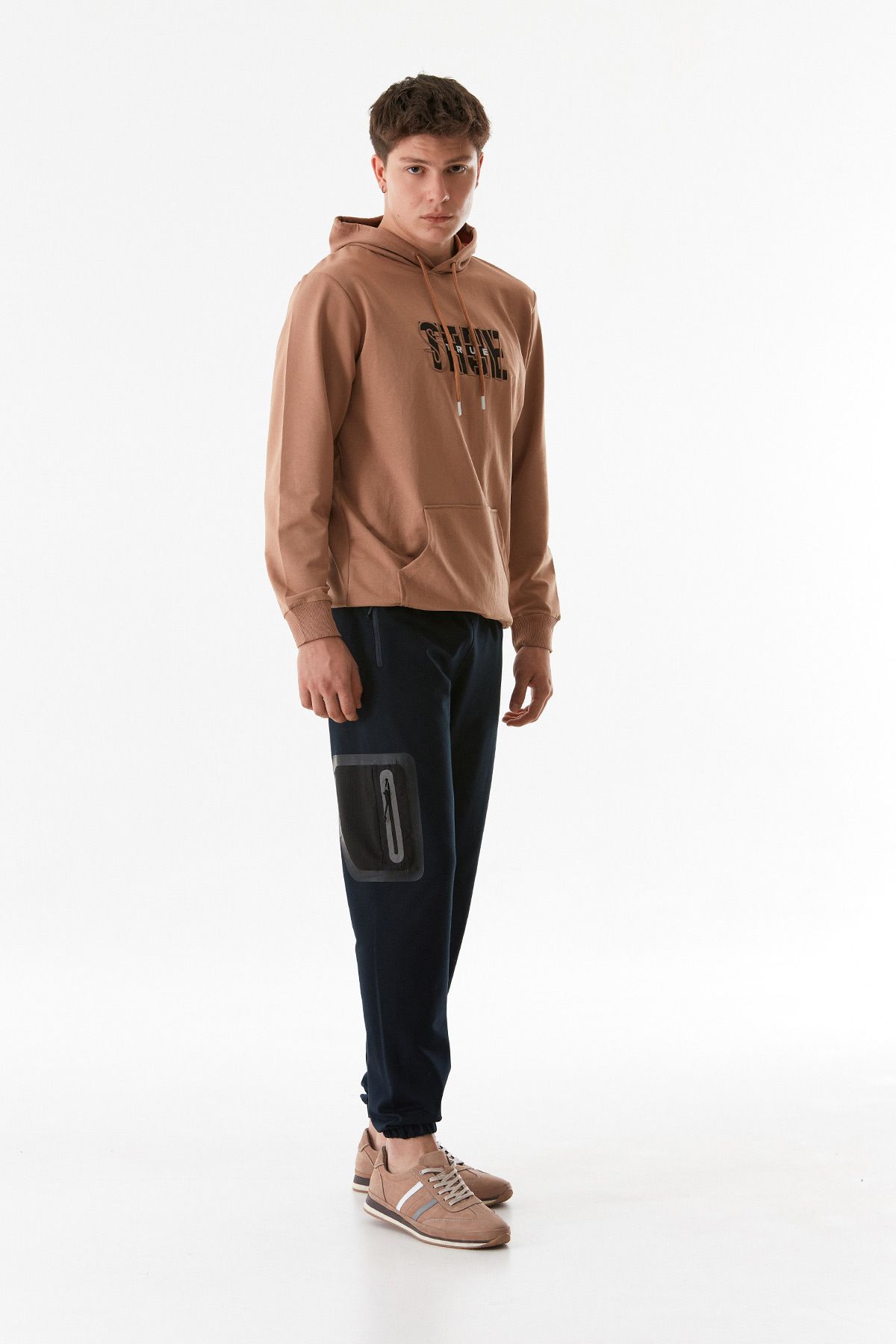 Fulla Moda-Text Printed Pocket Zippered Jogger Sweatpants 2