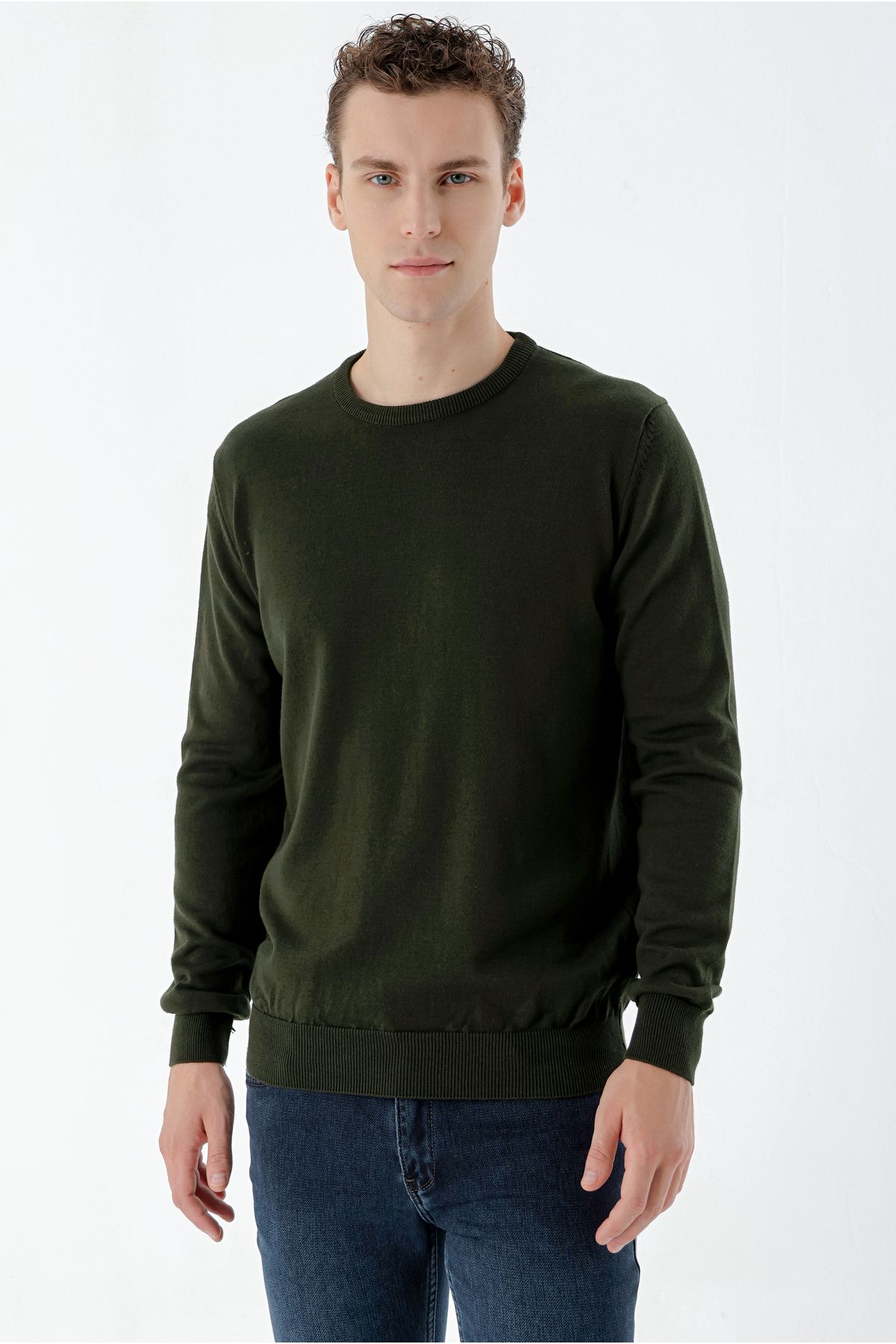 Morven-Плетено яке в цвят каки Basic Dynamic Fit Relaxed Cut с кръгло деколте в подаръчна кутия 3