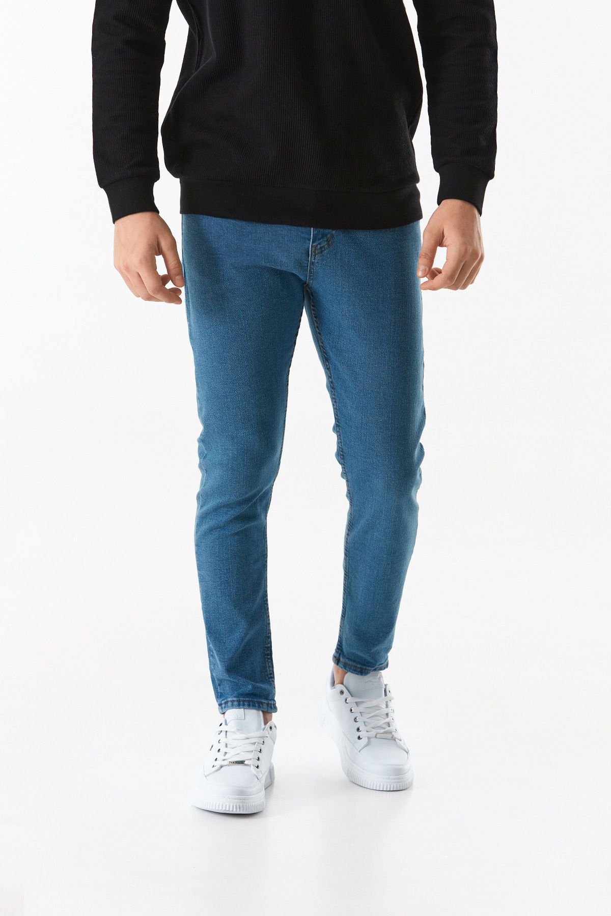 Fulla Moda-Zippered Straight Jean Trousers 2