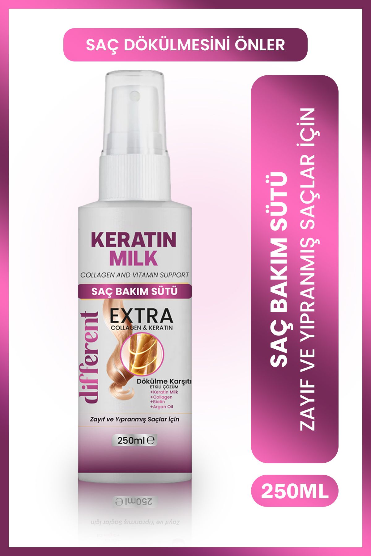 DİFFERENT PROFESİONAL Keratin Bakım Sütü Düzleştirme Dökülme Karşıtı Besleyici Saç Bakım Spreyi 250ml