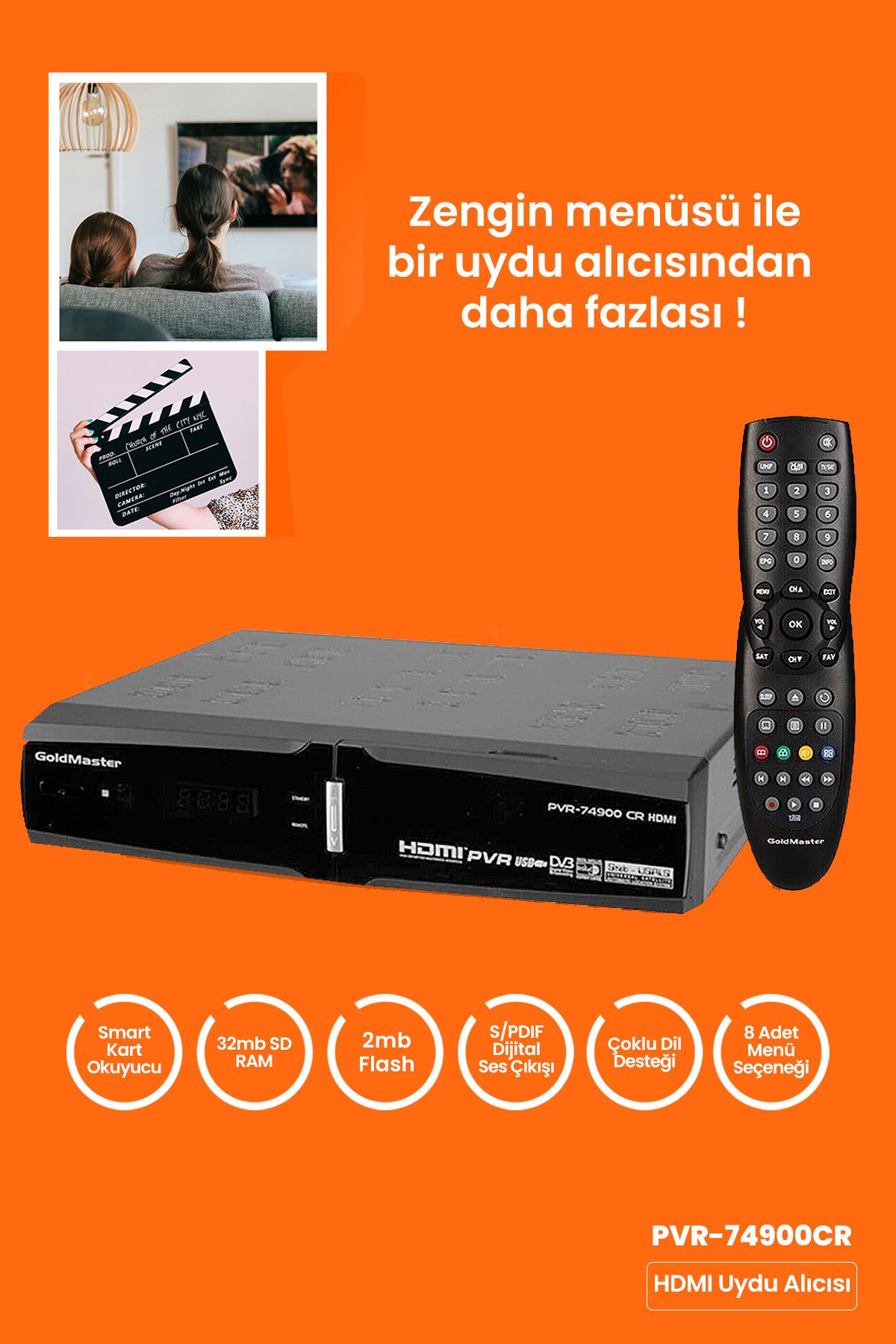 GOLDMASTER 74900 HDMI Çıkışlı Tüplü TV Uyumlu Scart PVR Kayıt Uydu Alıcısı