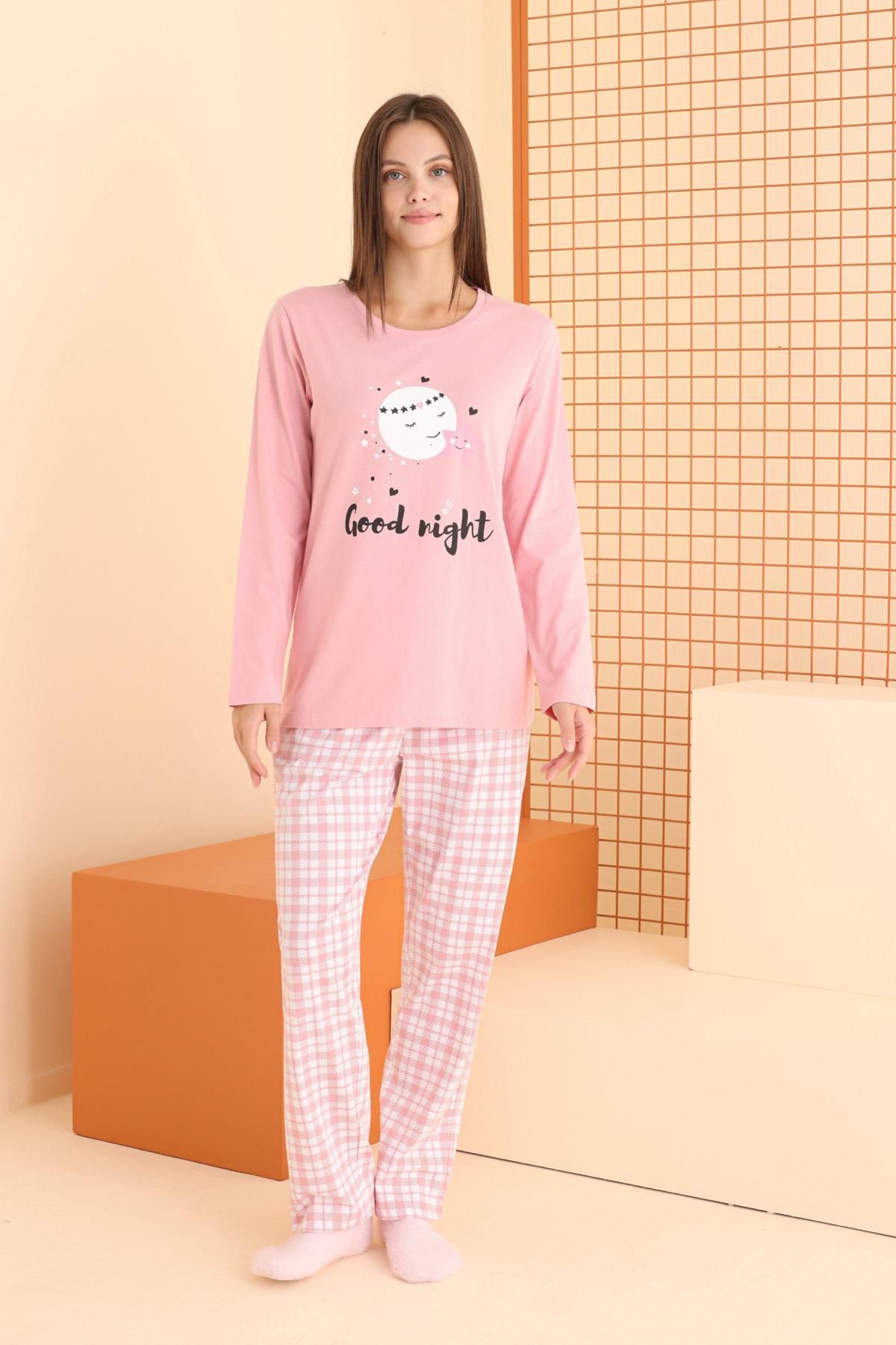 NBB Kadın Pembe %100 Pamuklu Mevsimlik Pijama Takım