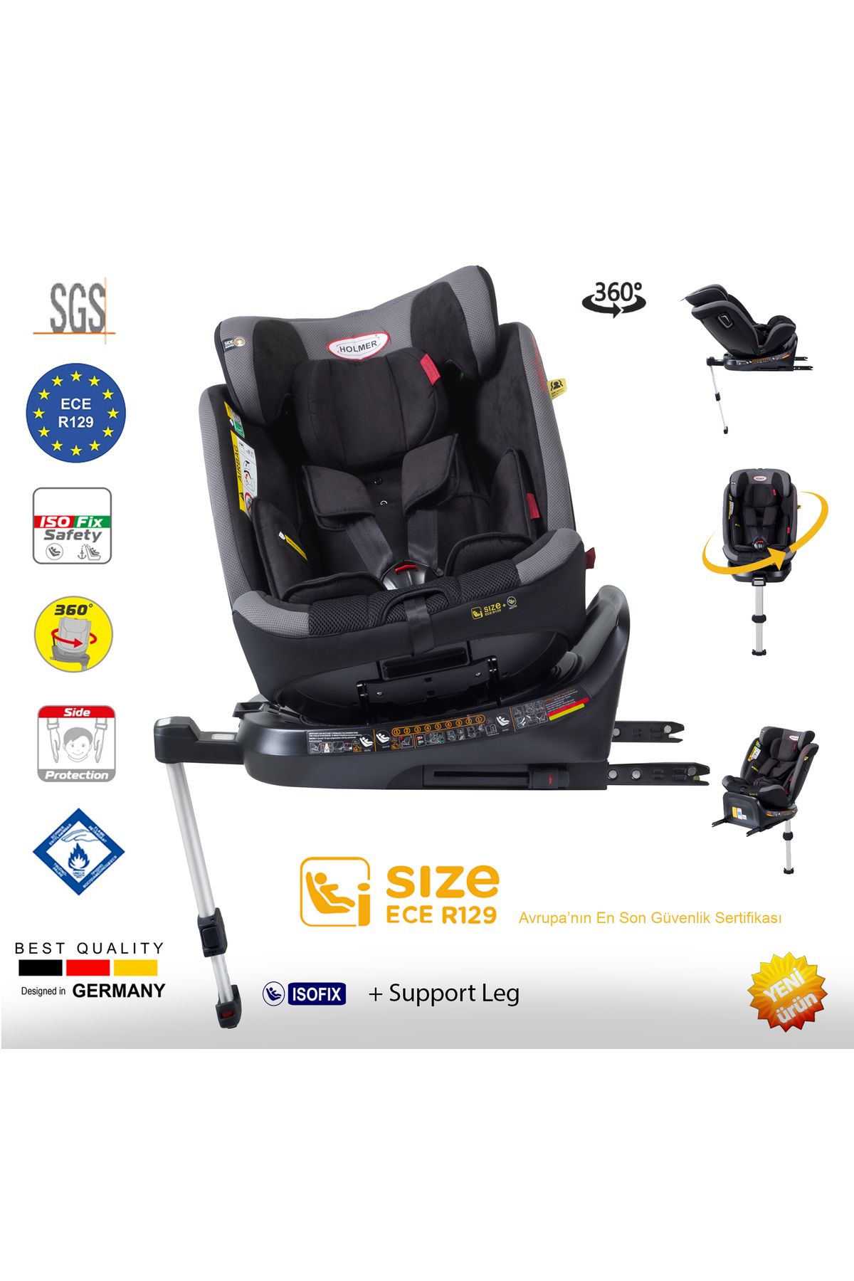 Holmer Capsula Multipro Aero 3d Legfix I-size (360° DÖNEBİLİR) 0-36kg Oto Koltuğu Isofix/sps/sıp/latch