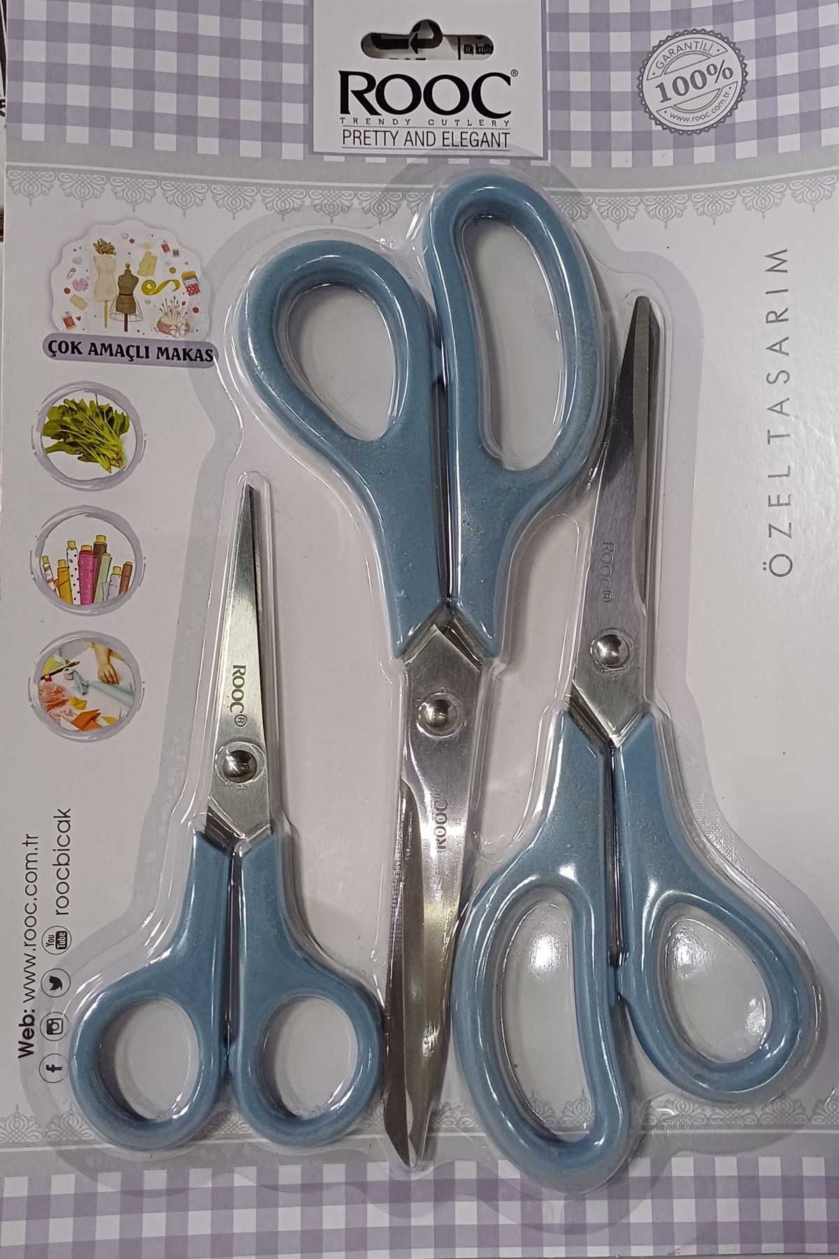 Rooc-Blue Handle 3-Piece Special Design Scissors Set 1