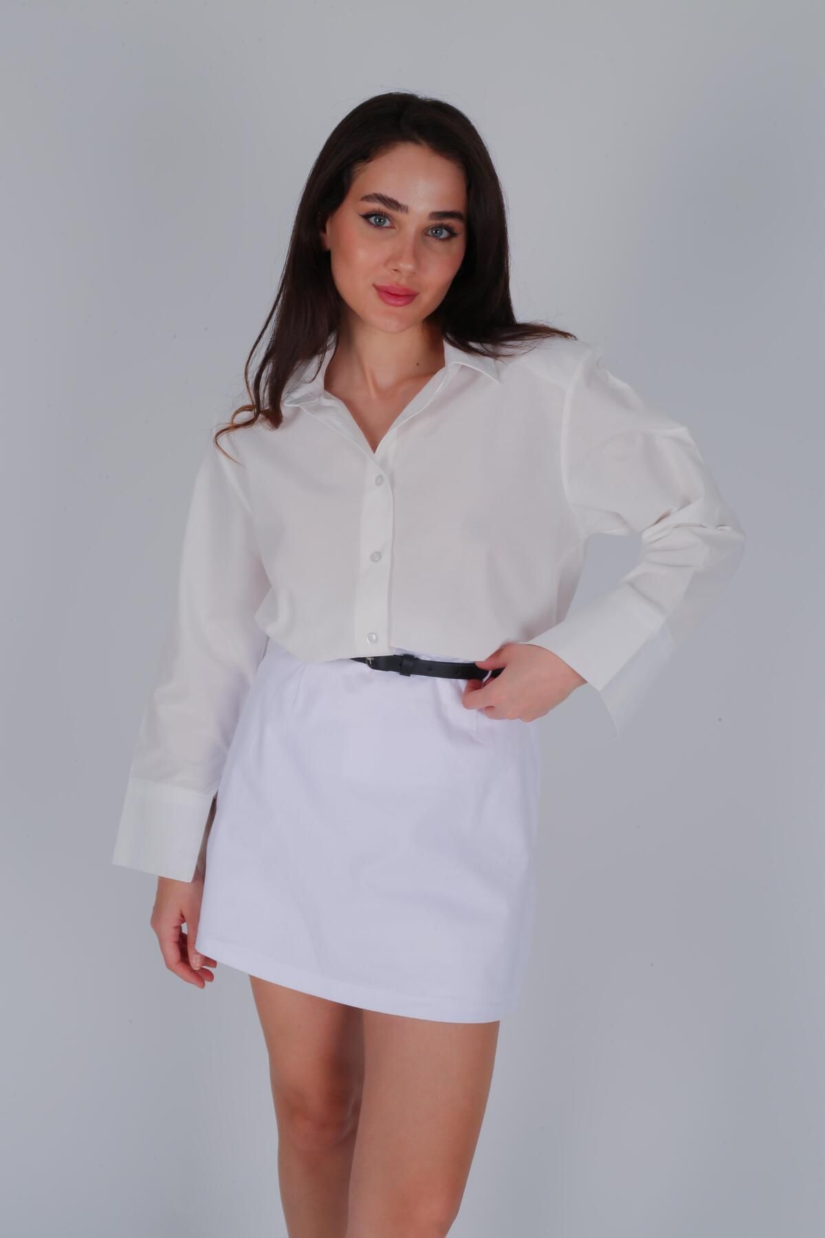 FACETTE-Women's White Padded Shirt 2