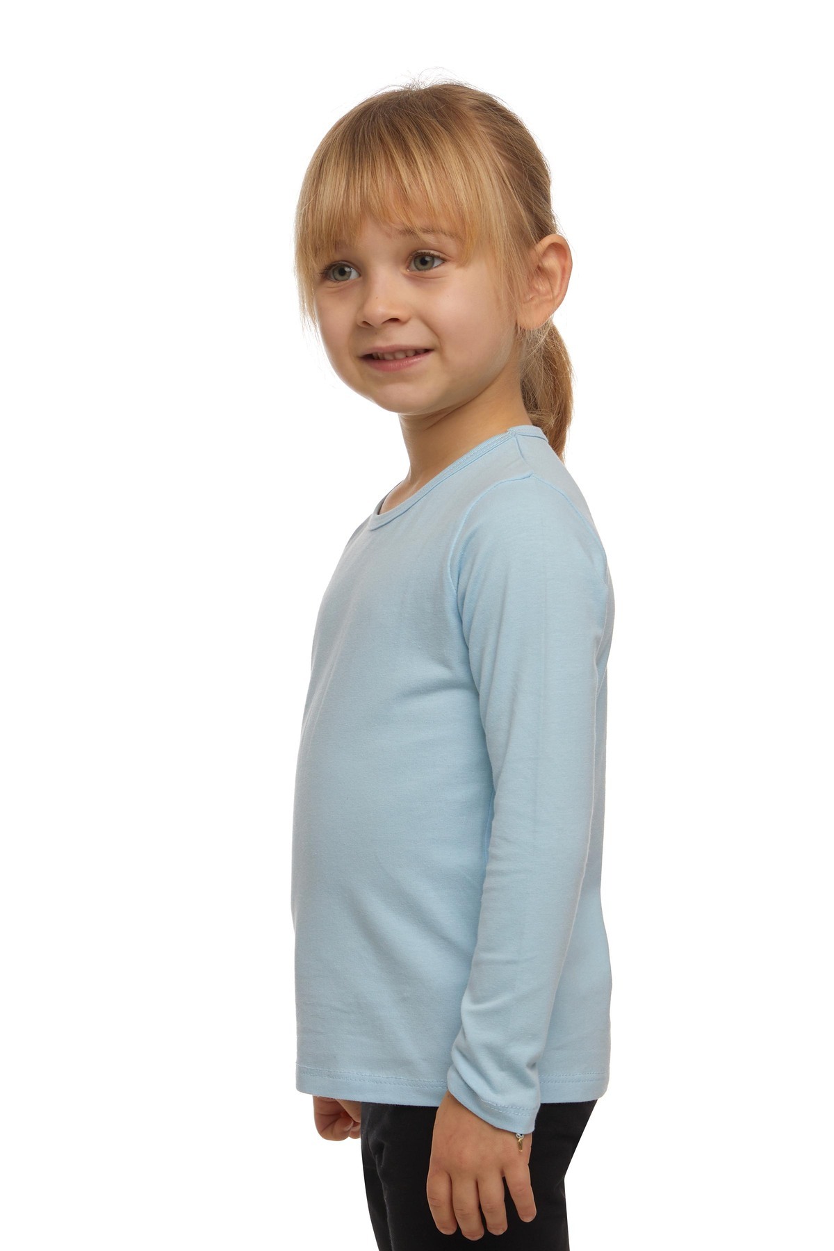 LOVETTI Bebek Mavisi Basic Mevsimlik Likralı Uzun Kollu Kız Çocuk Tişört fotoğrafı 2 (önizleme)
