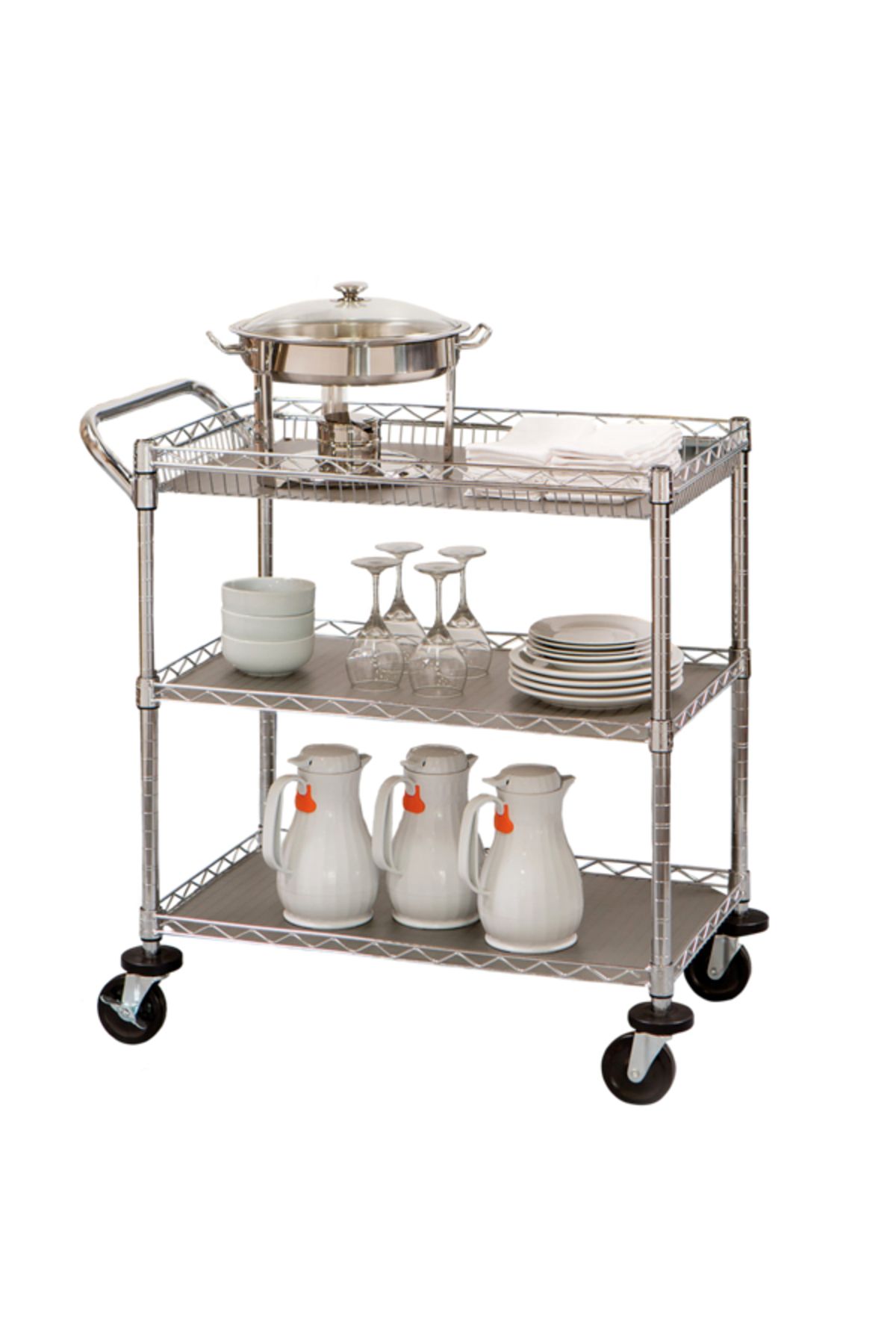 Seville Classics-3-Tier Kitchen Shelf with Caster Wheels and Handle 1