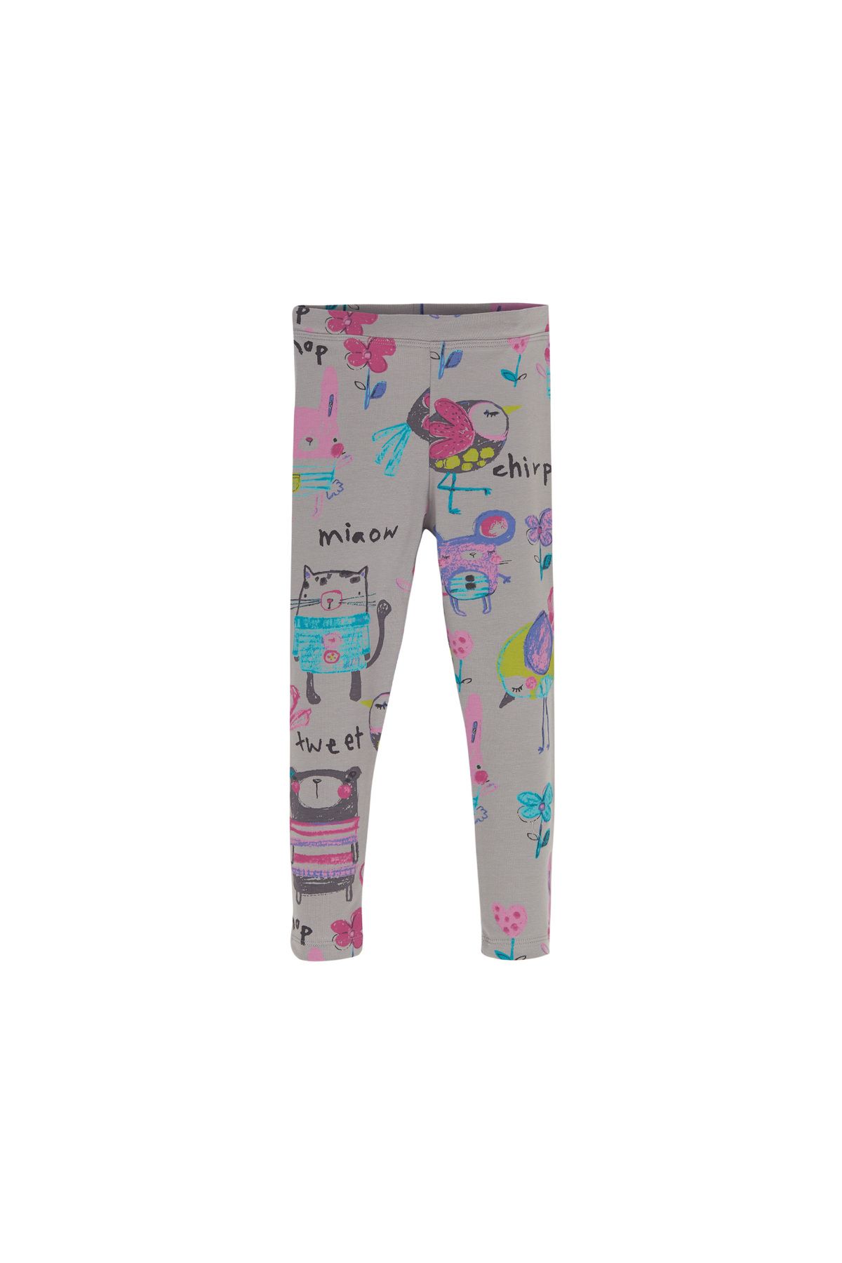 LOVETTI-Gray 1 Girl Chirping Animals Pattern Tights 4