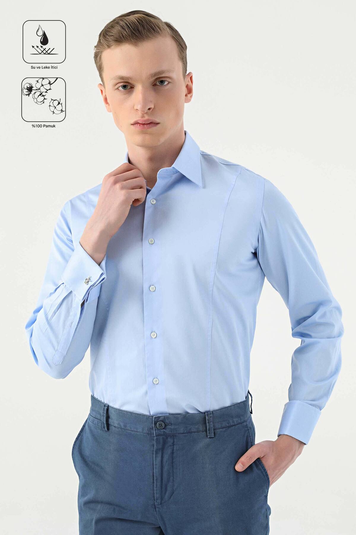 پیراهنمردانهDamatآبی
