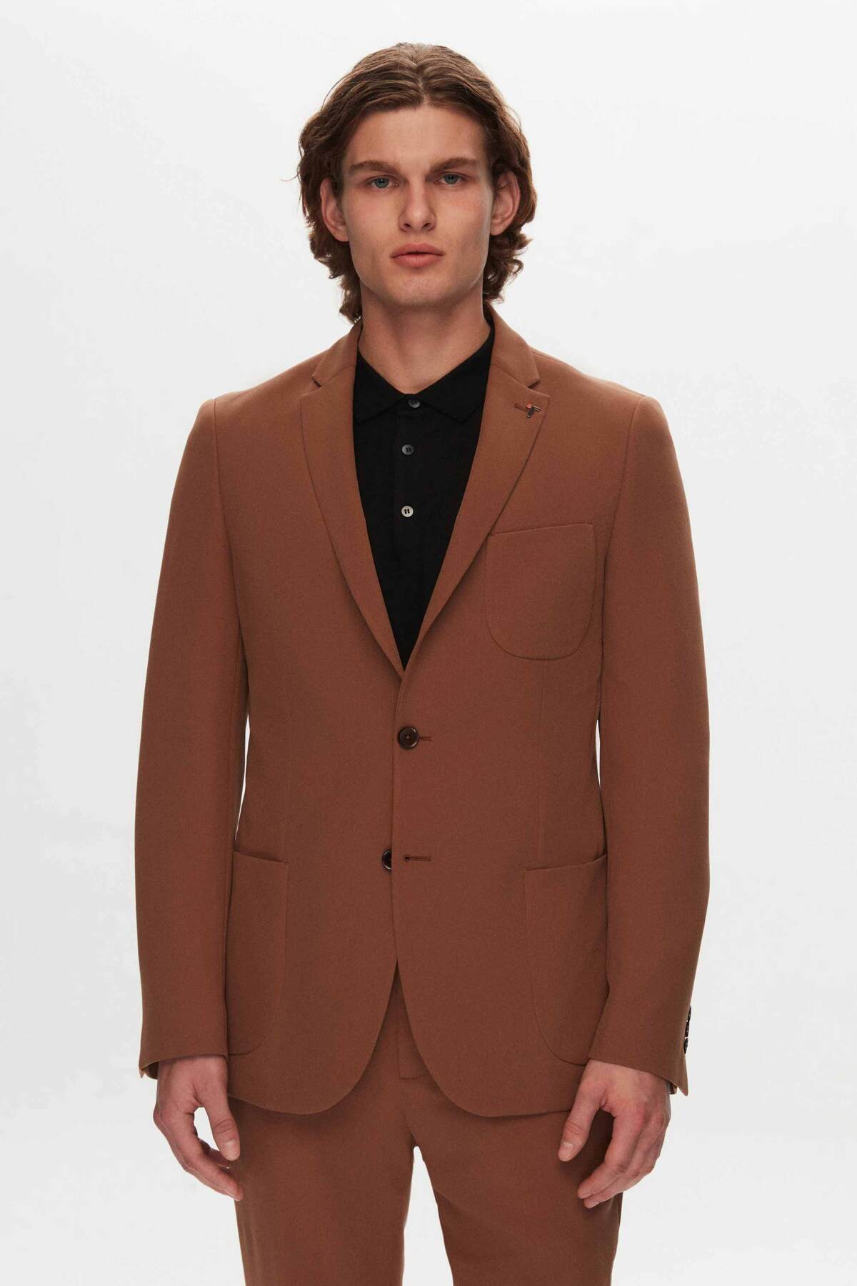 Tween Slim Fit Kahverengi Düz Viskon Karışımlı Bi Stretch Takim Elbise — قهوهای 2TF05G9075631