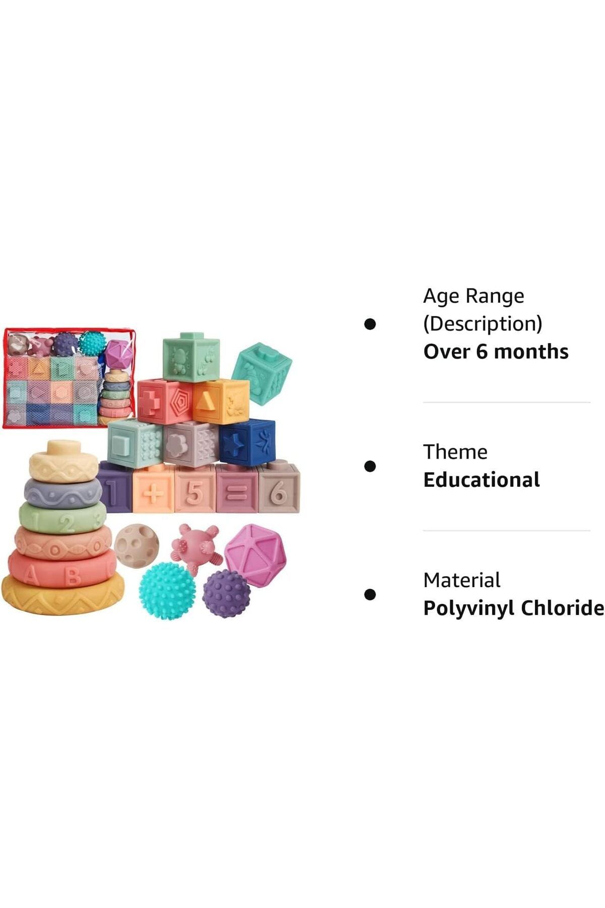 Arabest-Baby Blocks set,Children's building block toys,Silicone building blocks 6