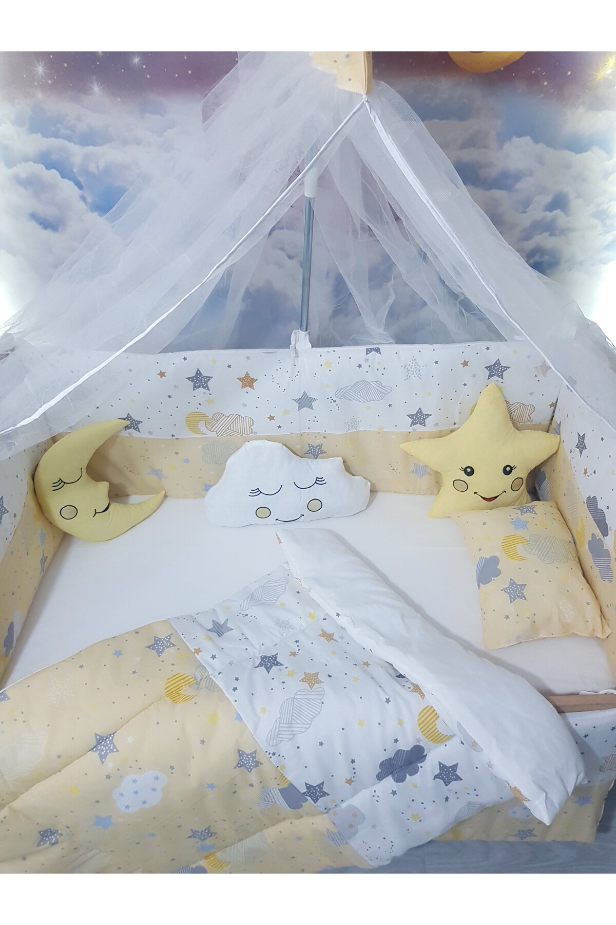 bebek_iklimi 60x120 Rüya Serisi Bebek Uyku Seti Sarı (Cibinlik ve Aparatı dahil) fotoğrafı 3 (önizleme)
