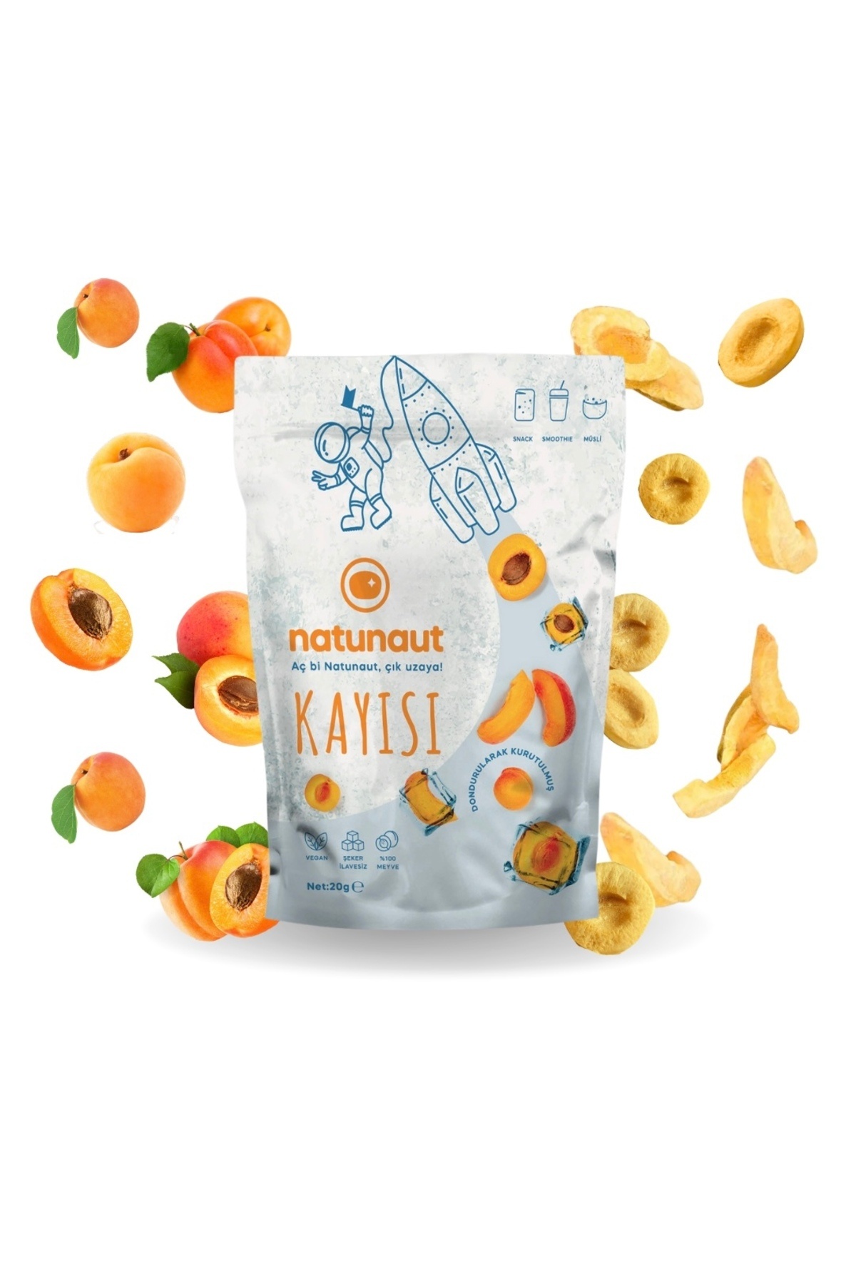 Natunaut Kuru Kayısı Meyve Cipsi - Dondurularak Kurutulmuş Freeze Dried Kayısı