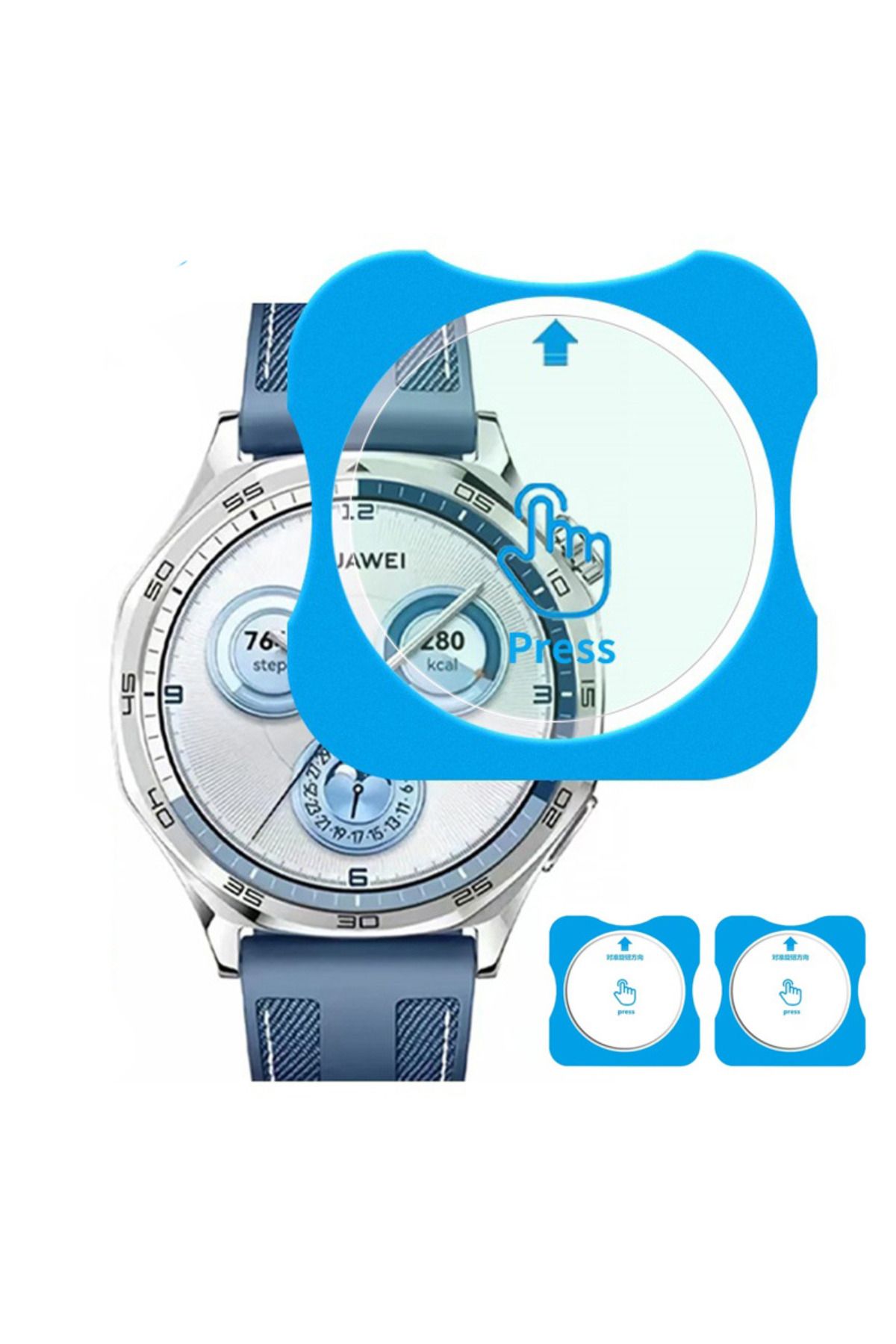 İncisoft-Huawei Watch Gt5 46mm Compatible Tempered Glass Screen Protector with Easy Application Apparatus 2