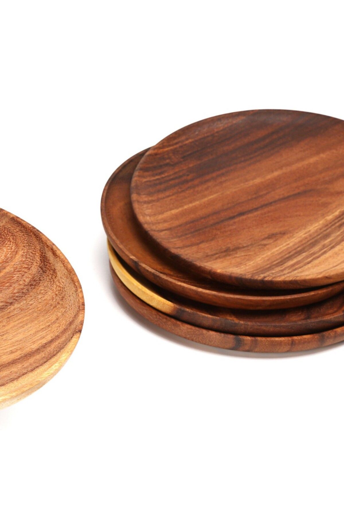 Choice-Acacia Wood Dinner Plate 4 inch Round Wood Plate Easy Cleaning Lightweight Unbreakable for Dishes 2