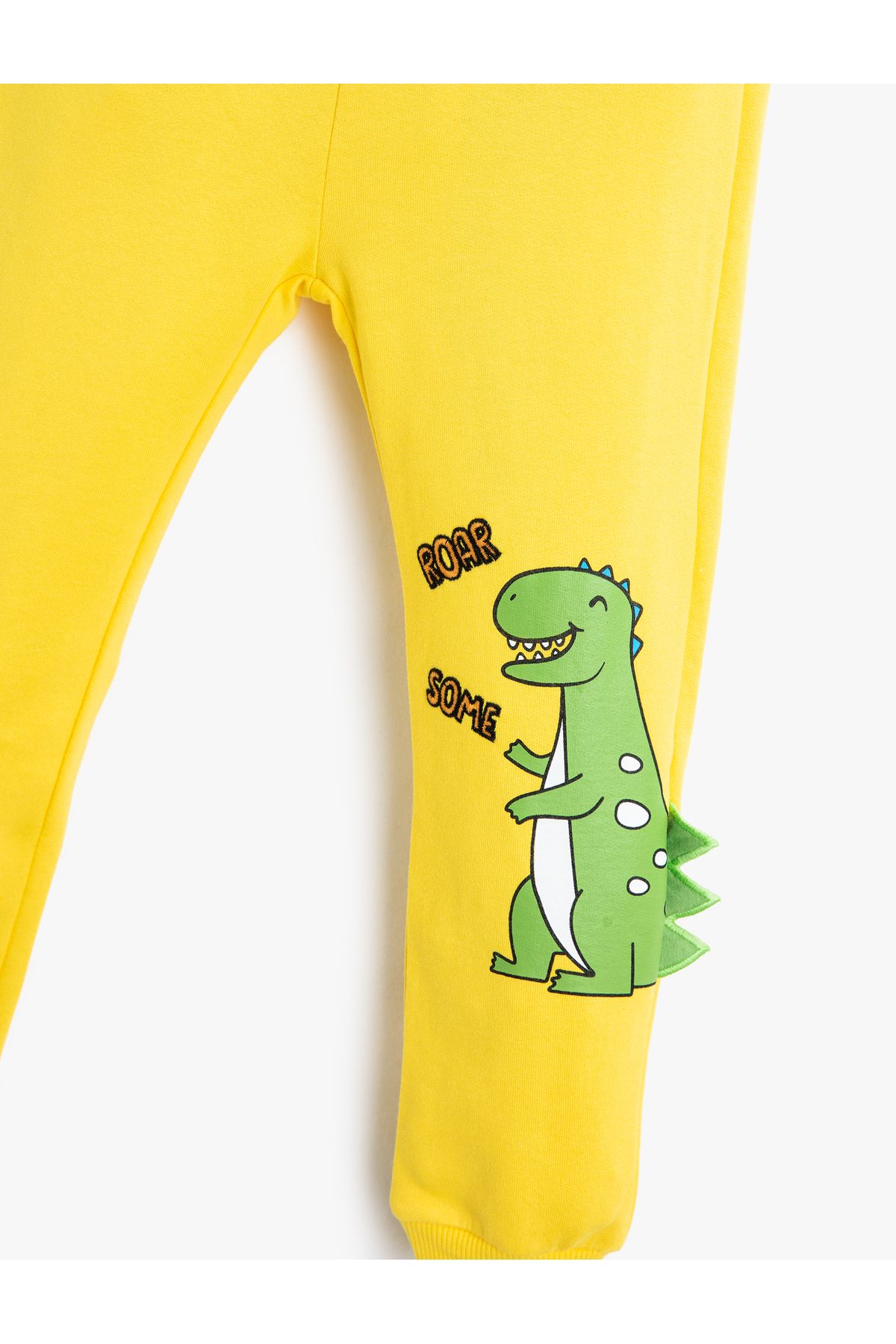 شلوار گرمکن زرد مردانه Jogger Sweatcants Dinosaur Printed Applique Detail Tie Dieist Koton