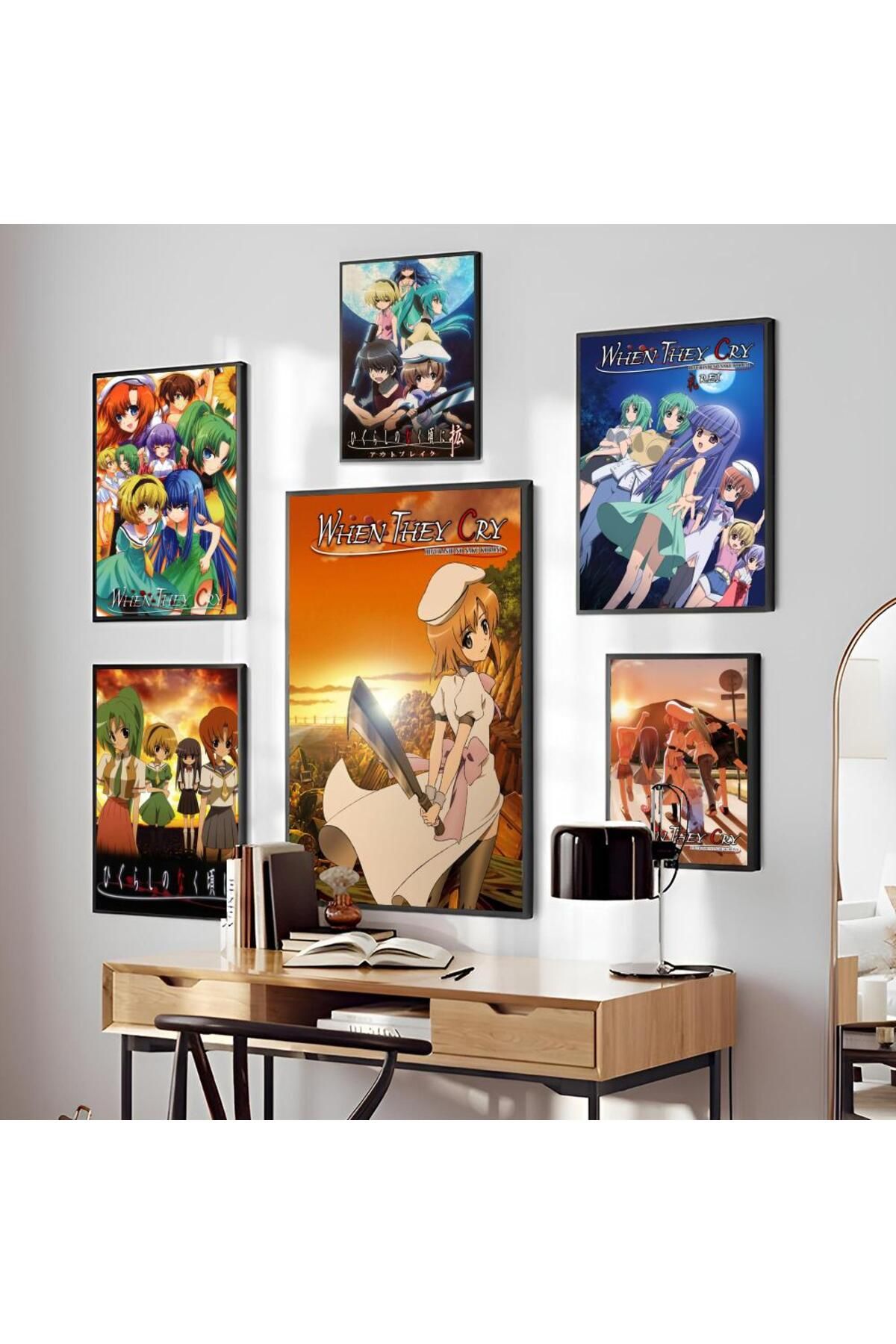 Choice-1PC Anime Vintage Higurashi When They Cry Poster Self-adhesive Art Waterproof Paper Sticker Coffe... 2